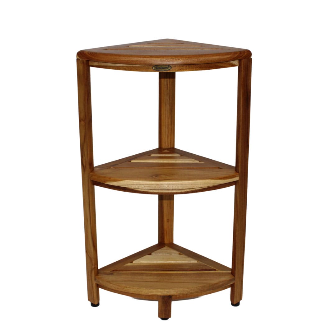 EcoDecors  3 Tier Shelf Waterproof Teak Wood Shower Shelf