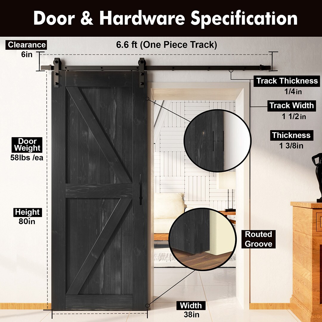 HOMACER YT1TGH079C-3880F-BK Barn-Doors - View #2