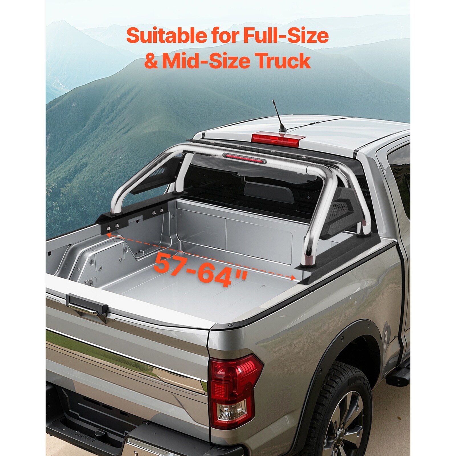 GIVIMO 61-in Carbon Steel and Stainless Steel Truck Bed Roll Bar ...