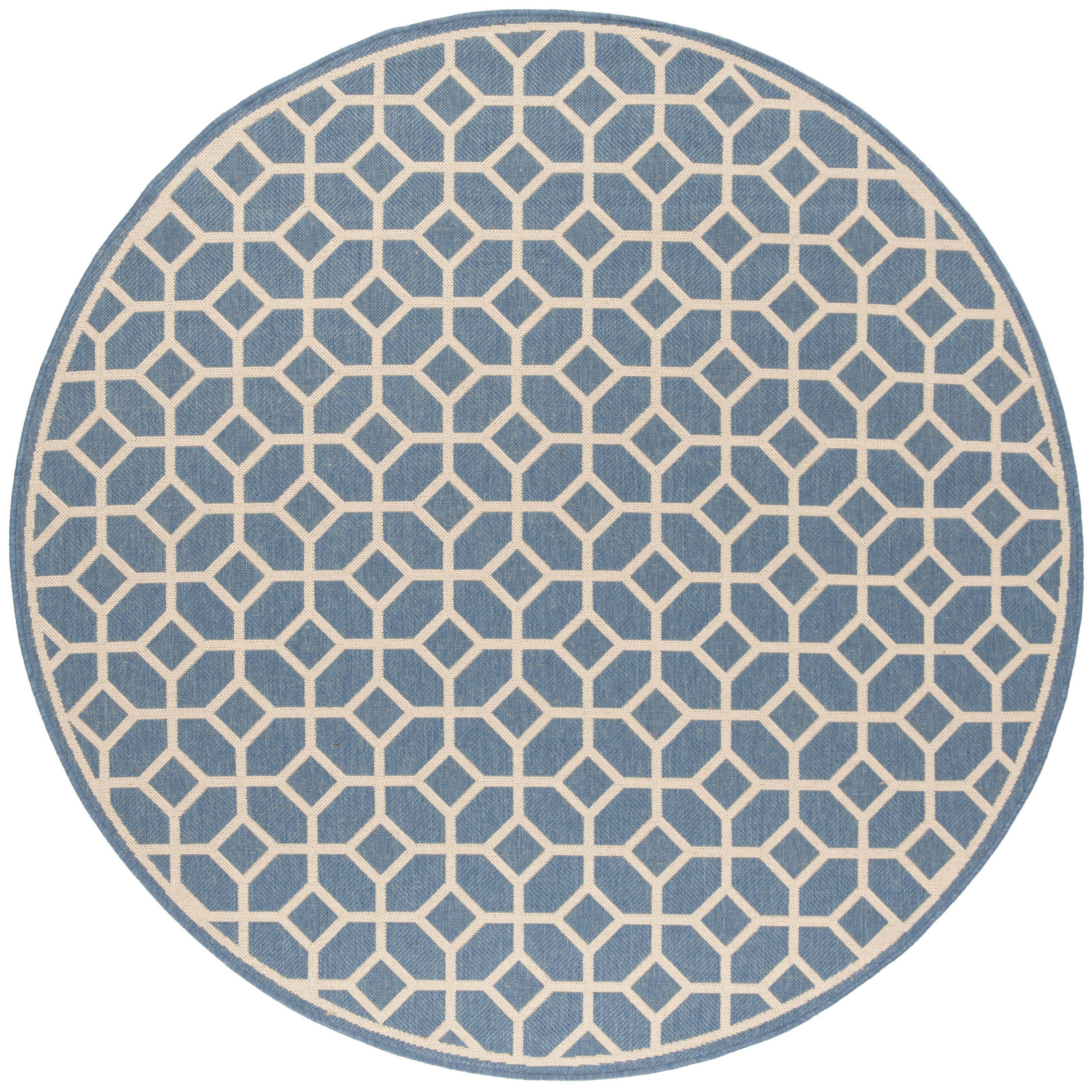 Safavieh LND127M-6R Linden Germaine 7 x 7 (ft) Loomed Polypropylene Blue/Creme Round Indoor Abstract Bohemian/Eclectic Area rug