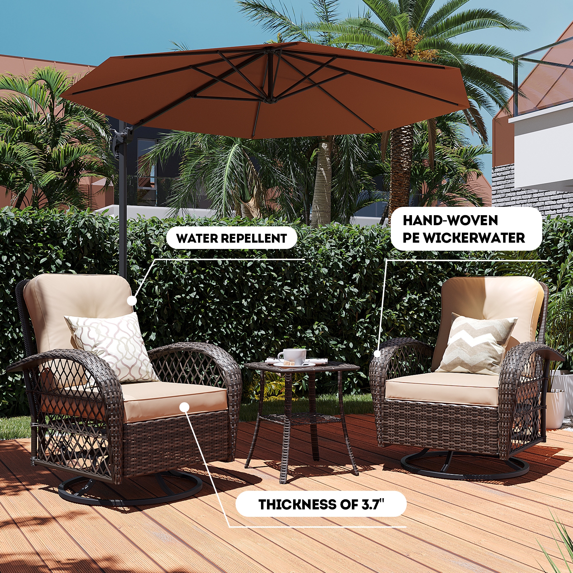 Patio Watcher LHY-B-BEIGE-CJ Patio-Conversation-Sets - View #5