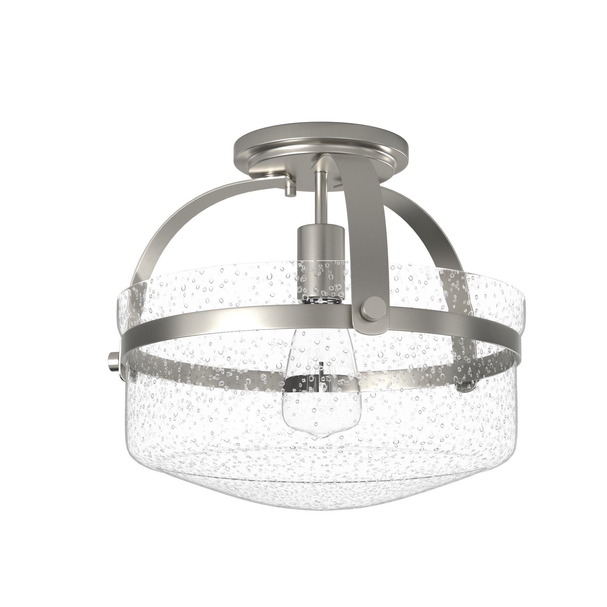 Jaxon Modern Farmhouse 13'' Brushed Nickel Ceiling Light with Clear Seedy Glass