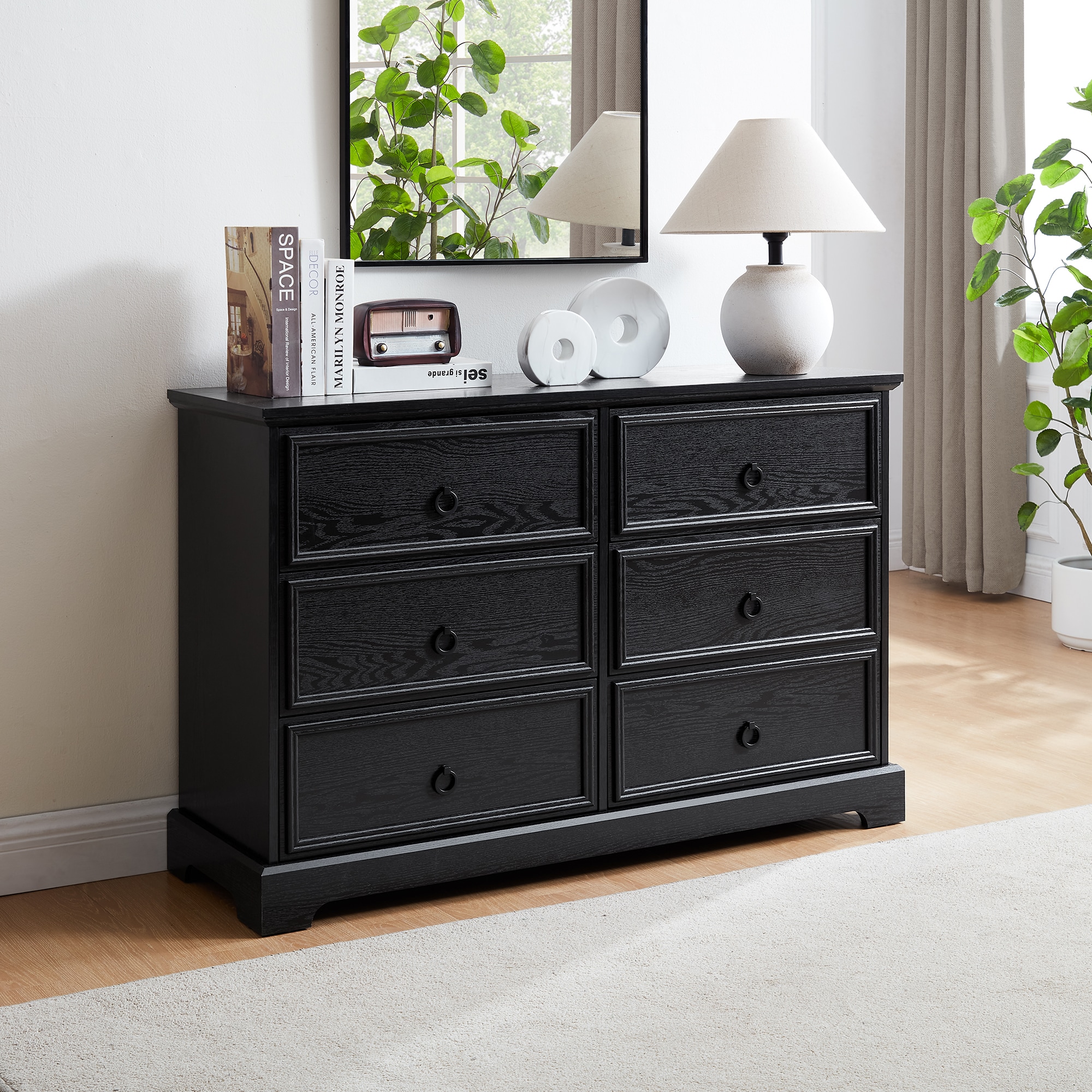Fun Orange FUN24DR20 Bedroom Dresser Black 6 -Drawer Standard dresser