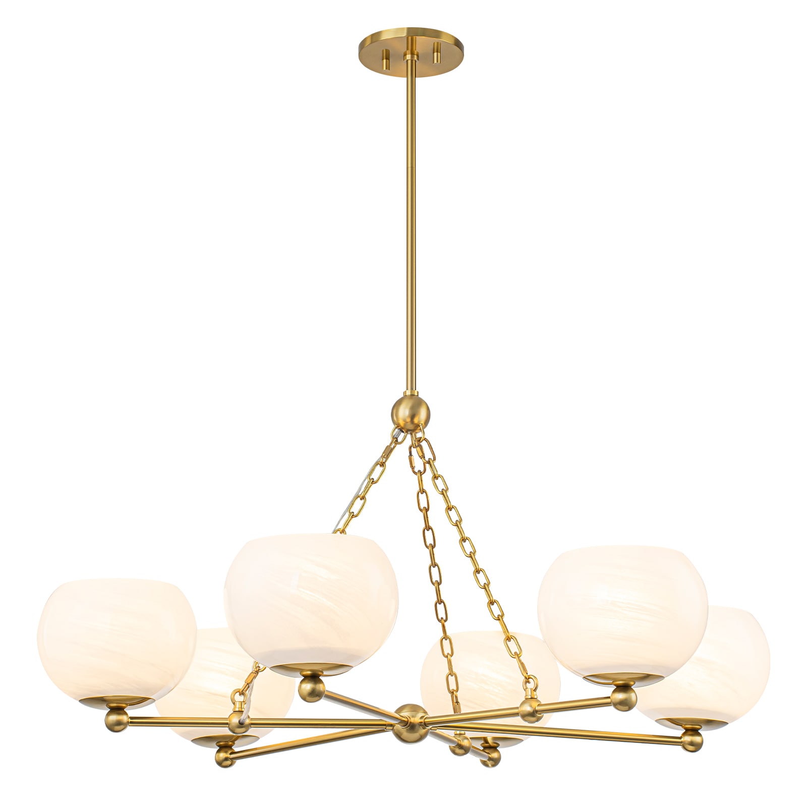 MENCOLULU - Cloud-Pattern Glass Shades Chandeliers 6 -Light Gold Metal Chandelier