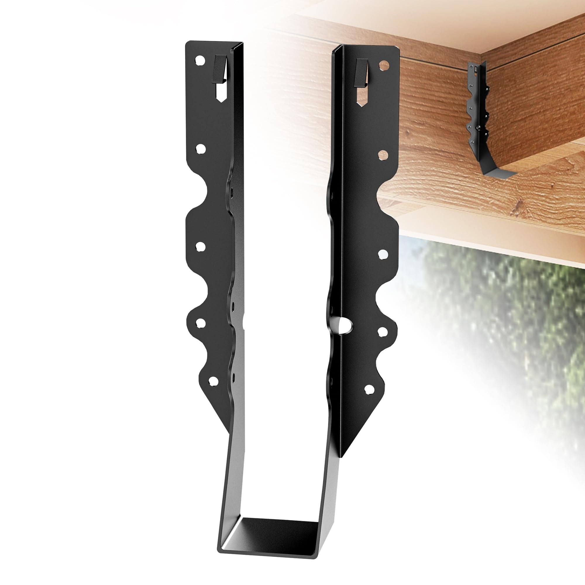 Phyfalip  20 Pack 2x10 Joist Hangers Black Face Mount for Floor Deck Ceiling Joists Fits 1-1/2 x 9-9/10 Inch Lumber Galvanized Steel