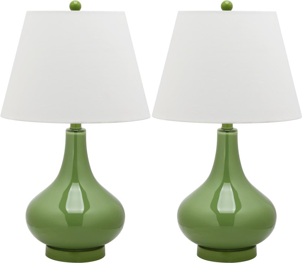 Safavieh LIT4087G-SET2 Amy Modern/contemporary Medium base (E-26) Lamp Set with White Shades