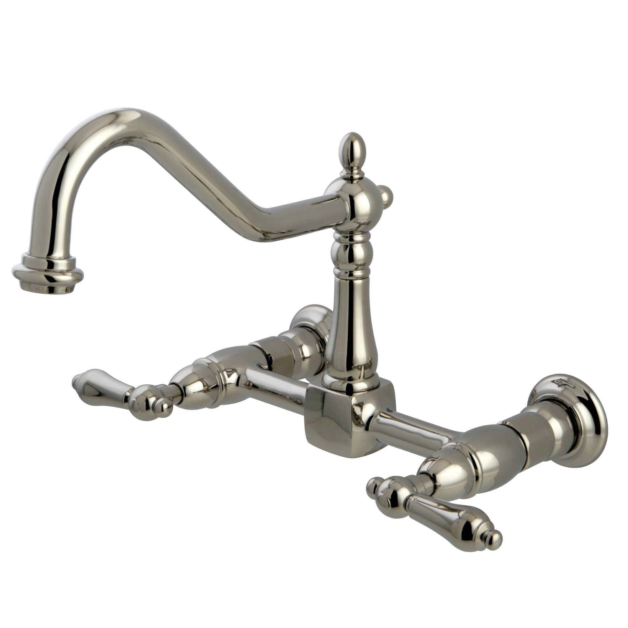 Kingston Brass WLKS1246AL Heritage Polished nickel Double Handle Wall-mount Kitchen Faucet