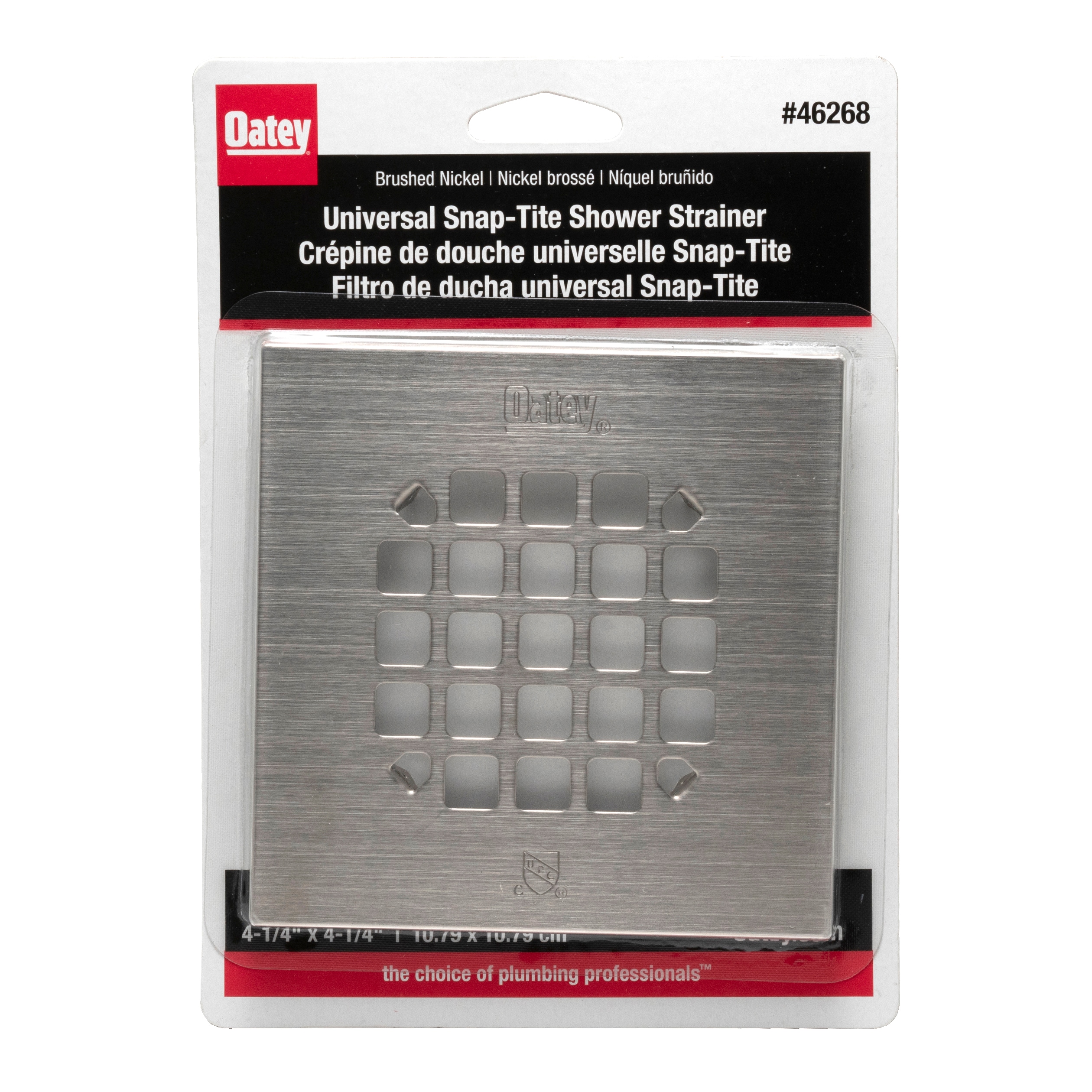 Oatey 4-1/4-in Snap-Tite Square Brushed Nickel Strainer in the Shower Drains  department at