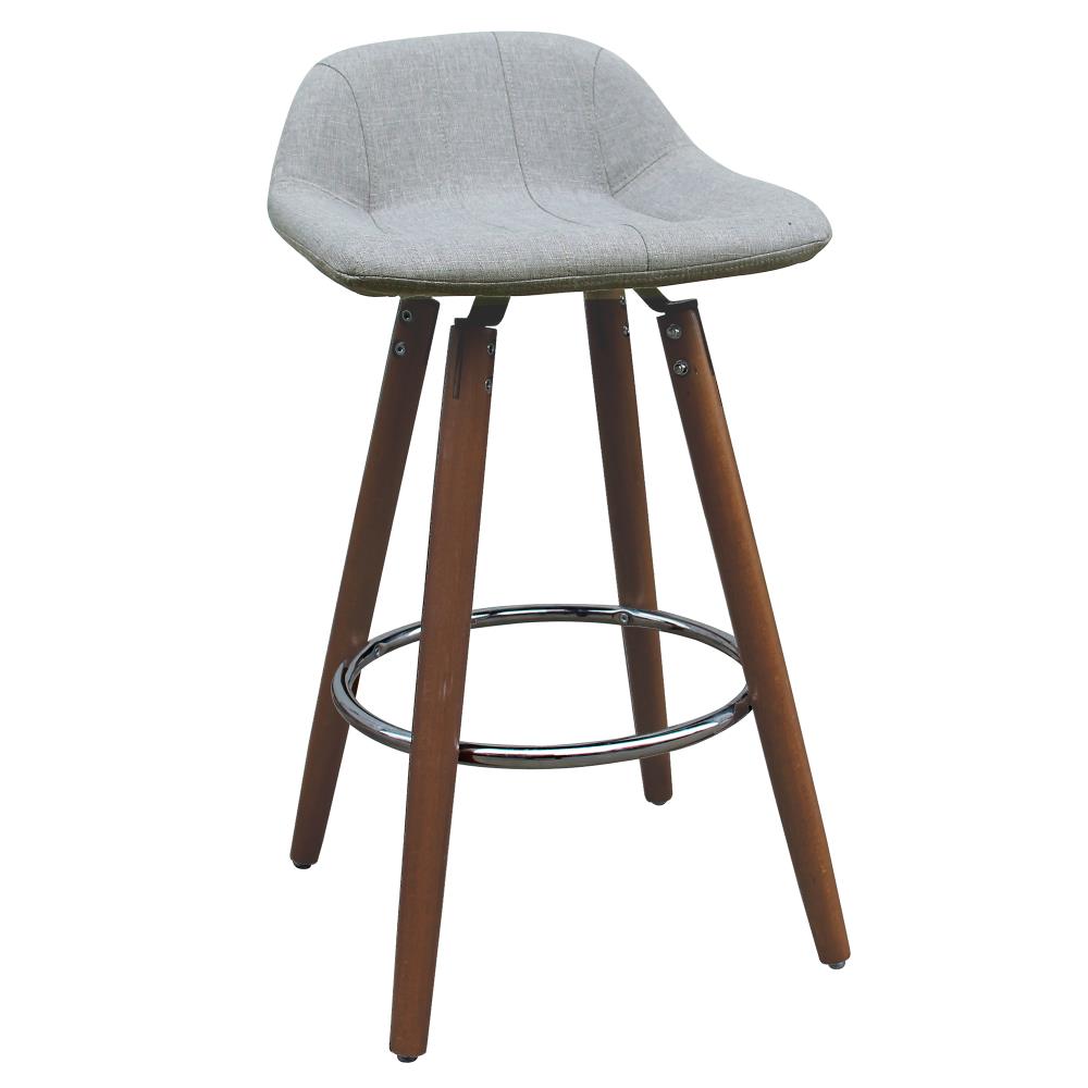 Worldwide Homefurnishings 203-119GY Set of 2 Grey Bar Height Upholstered Bar Stool