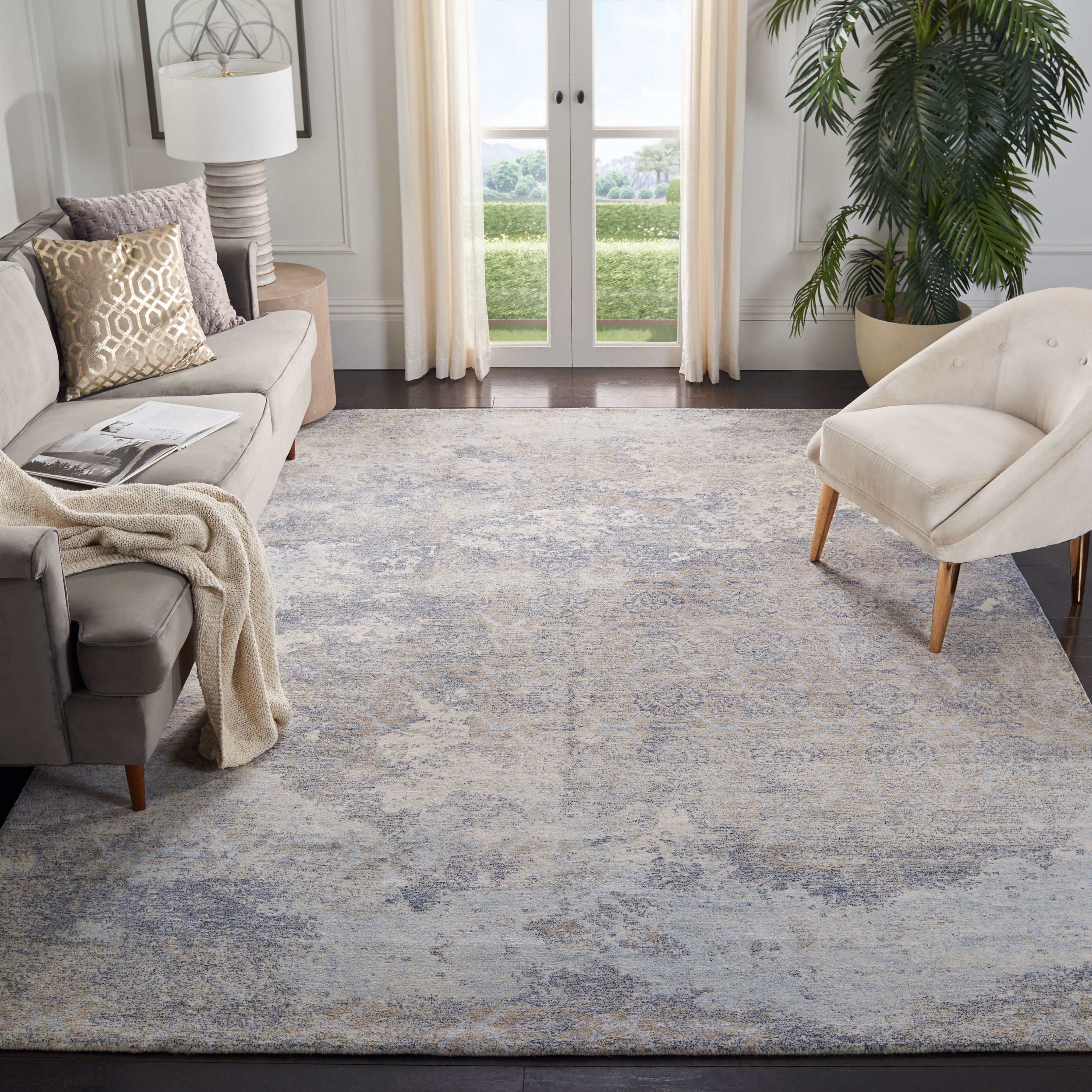 Safavieh RVT111M-8 Restoration Vintage Denel 8 x 10 (ft) Tufted Synthetic Blue/Ivory Rectangular Indoor Abstract Vintage Area rug