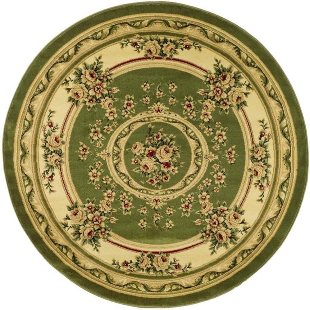 Safavieh LNH218B-8R Lyndhurst Medallion Tabriz 8 x 8 (ft) Loomed Polypropylene Sage/Ivory Round Indoor Floral/Botanical Oriental Area rug