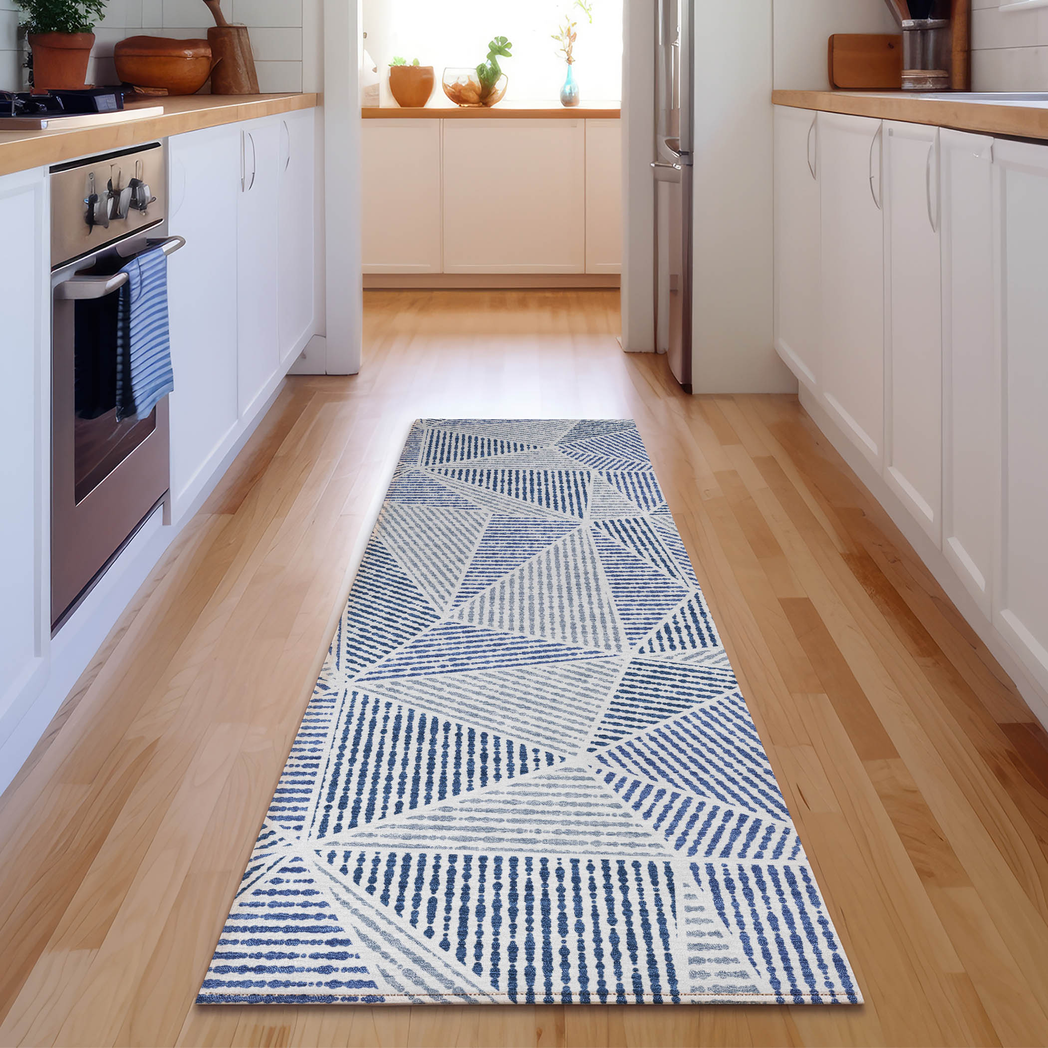 Addison Rugs AMF618NA2X8 Mayfield AMF618NA 2 x 7 (ft) Loomed Polyester Navy Rectangular Indoor Geometric Machine washable Area rug