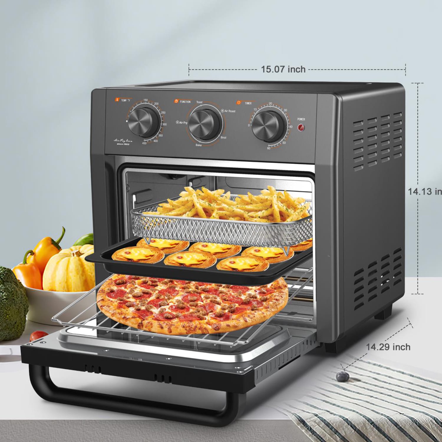 Aria 17 Quart Retro Air Fryer Oven with Accessories - Black, Nostalgic  Design, Baking, Frying, Roasting, Grilling in the Air Fryers department at