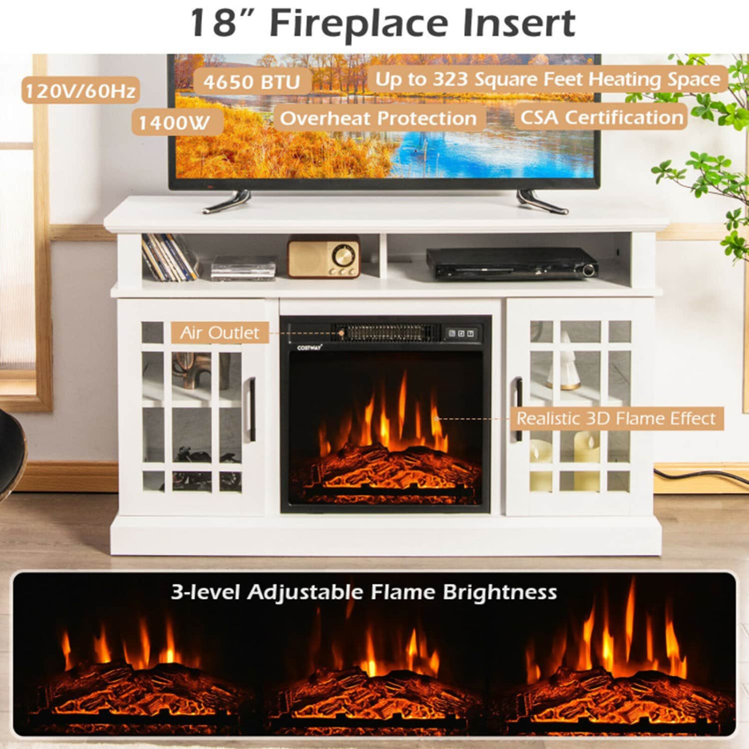 Clihome CL-FP10220WH Electric-Fireplaces - View #6
