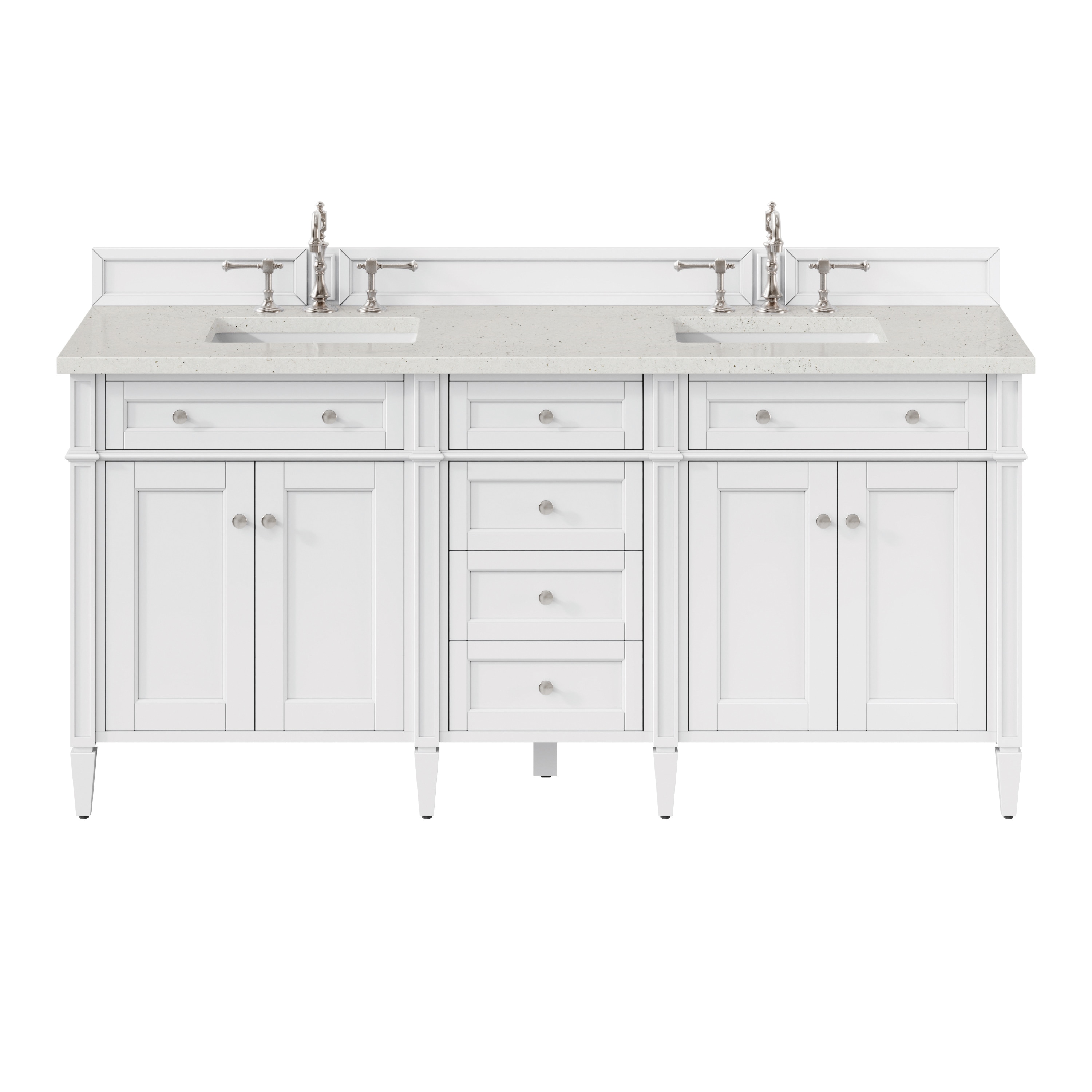 James Martin Vanities 655-V72-BW-3LDL Brittany 72-in Bright White Undermount Double Sink Bathroom Vanity with Lime Delight Quartz Top
