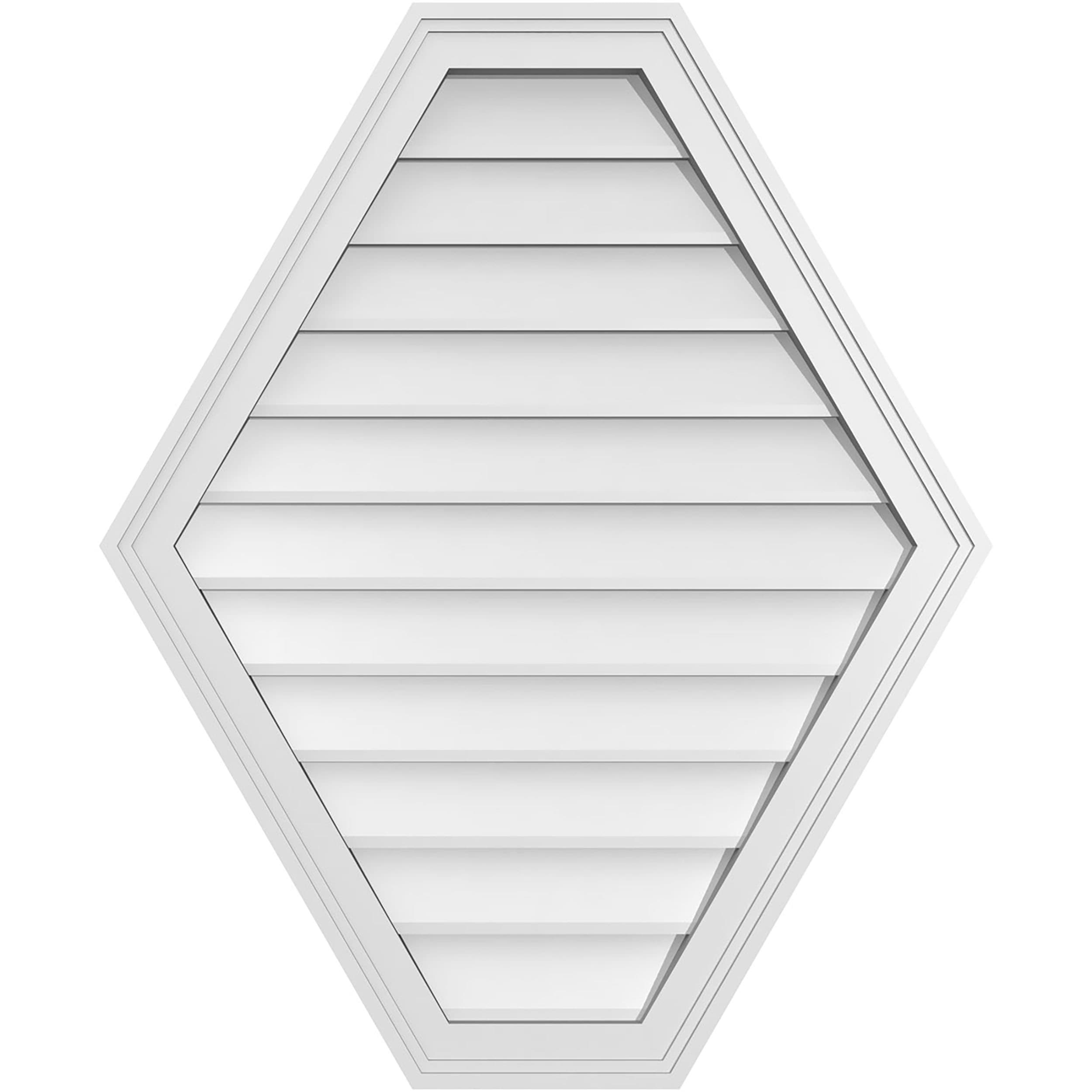 Ekena Millwork GVPHP28X3402SN 28-Inches x 34-Inches Off-white Peaked PVC Gable Louver Vent