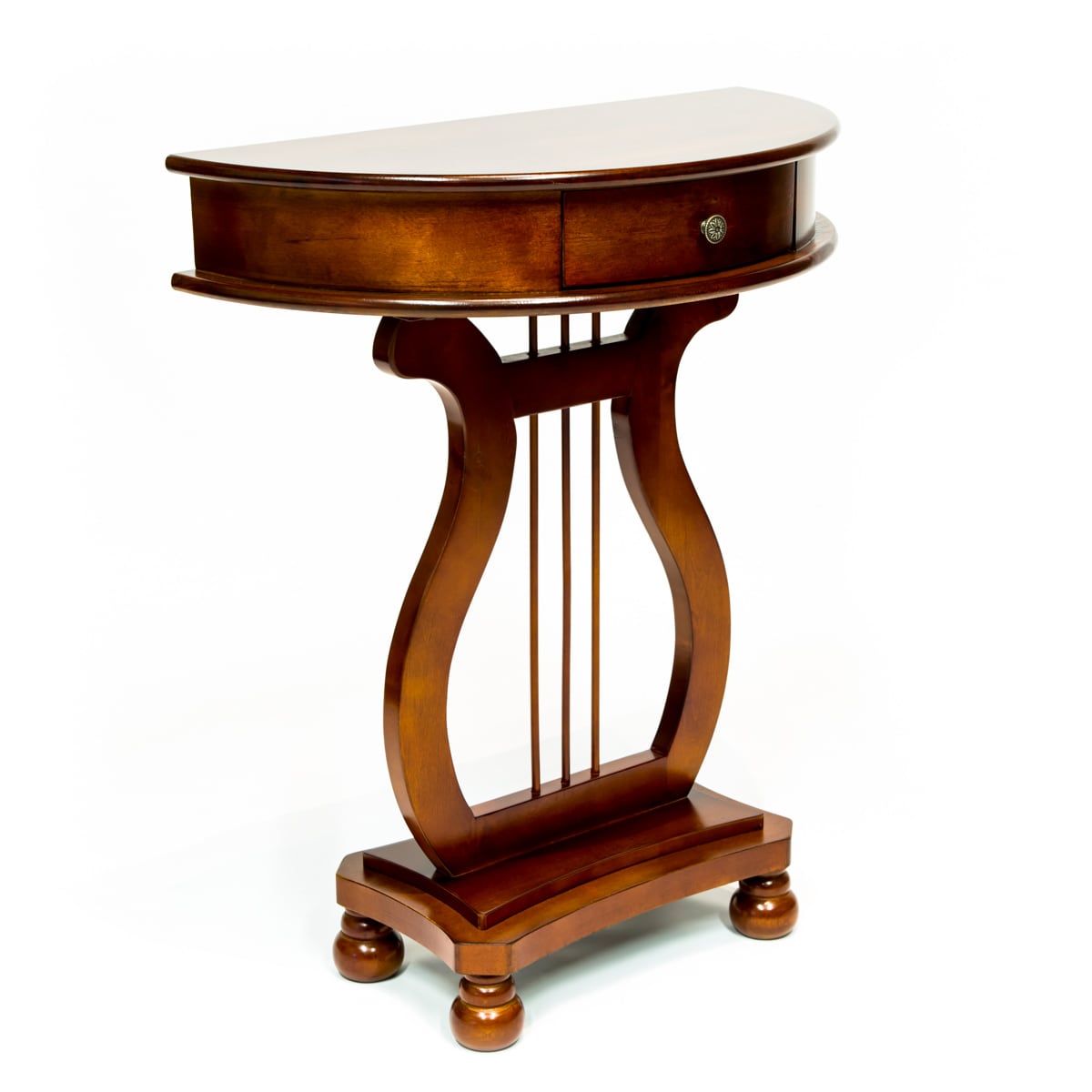Cherry Wood Harp Table with Storage Drawer