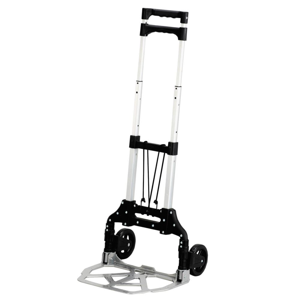 Folding Hand Truck Trolley Aluminum Plastic for Loading with 2 Wheels-Black