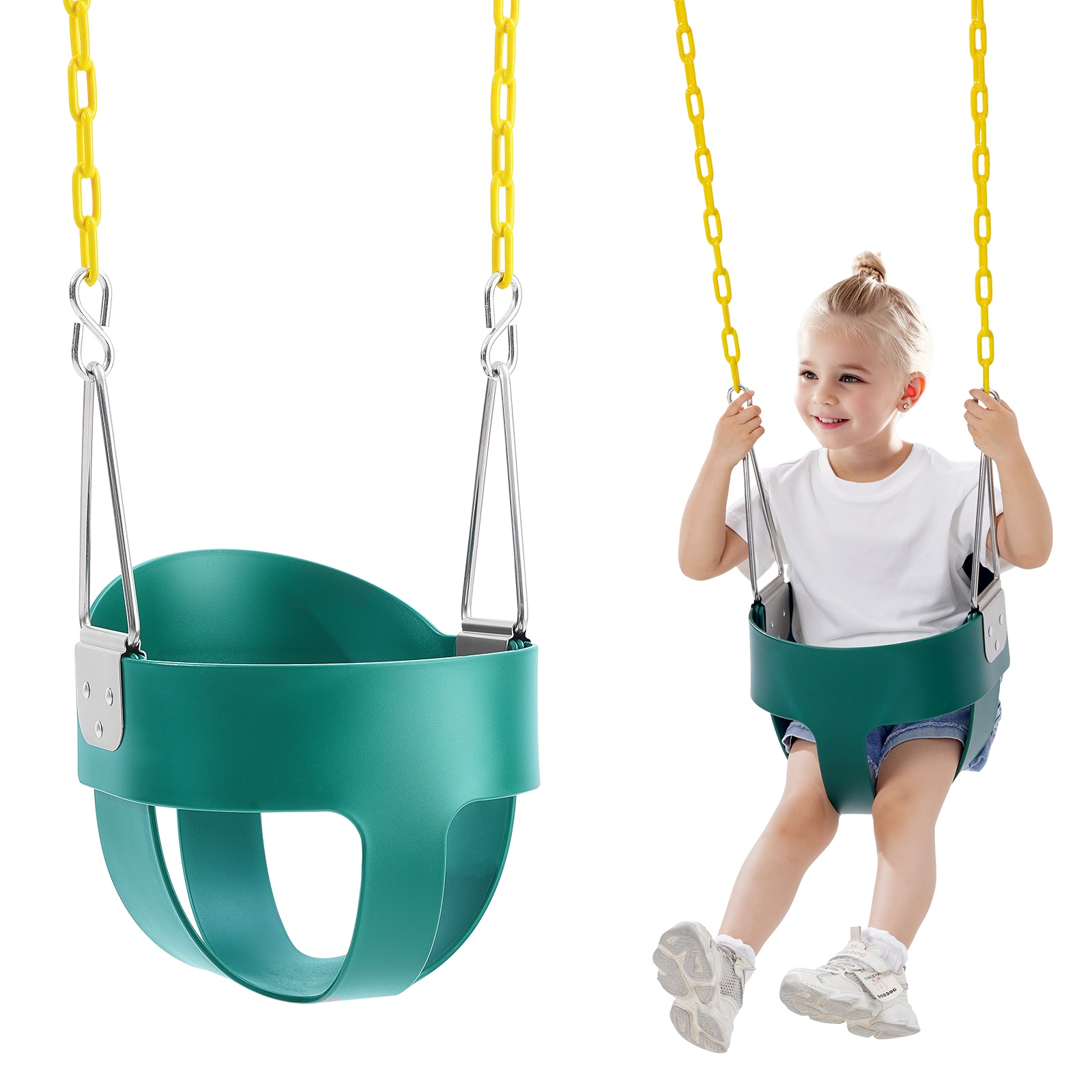 VEVOR ZXGBQTYYEZYZWYNL0V0 150 LBs Toddler Swing Seat Green Plastic and Metal Standing Swing