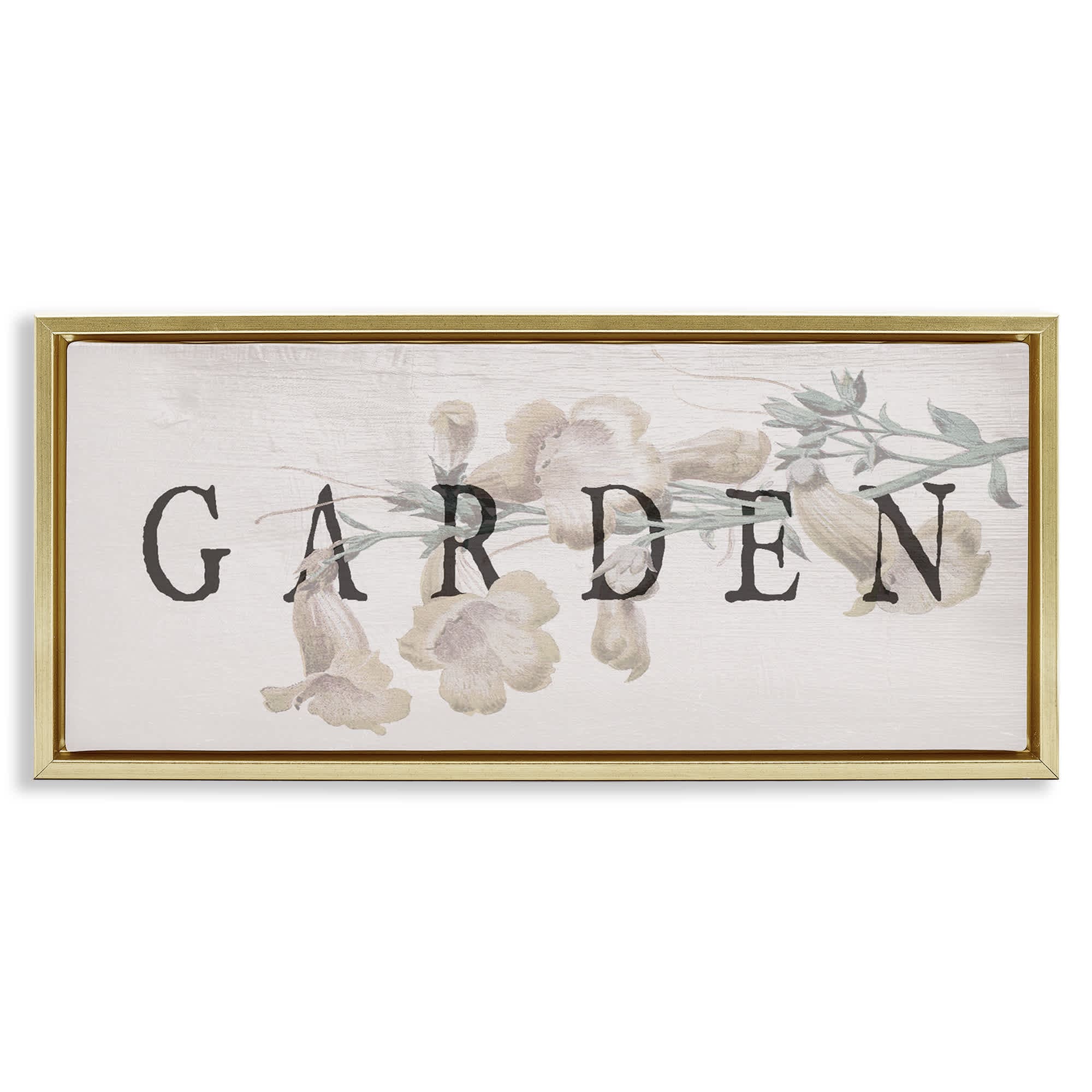 Stupell Industries BT-149-FFG-13X30 Rustic Garden and Flower Gold Framed Floater Canvas Wall Art By Lil' Rue 31 x 14