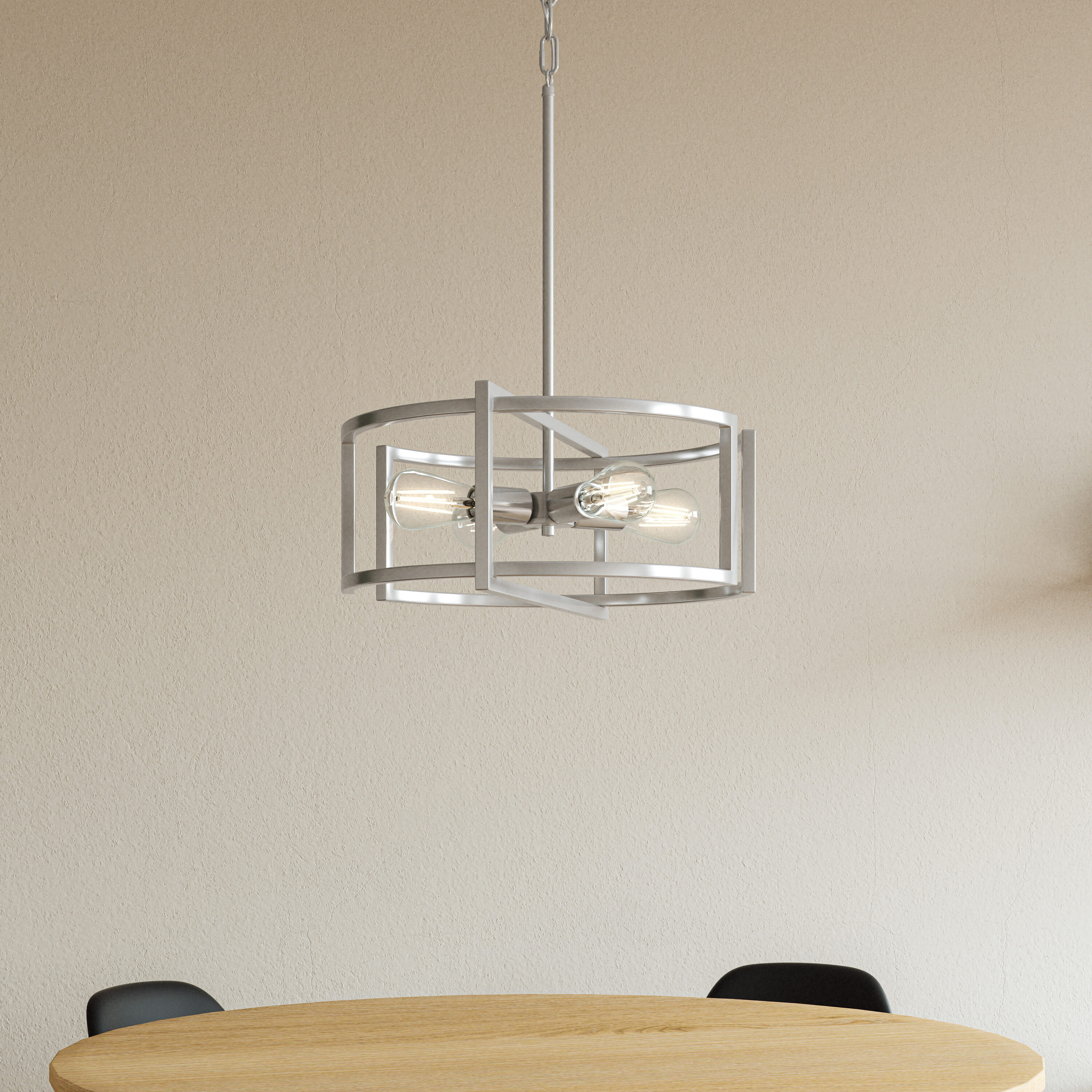 Quoizel LWS7804F1 Renford 4 -Light Brushed Nickel Transitional Drum Medium Hanging Convertible pendant/Semi-flush