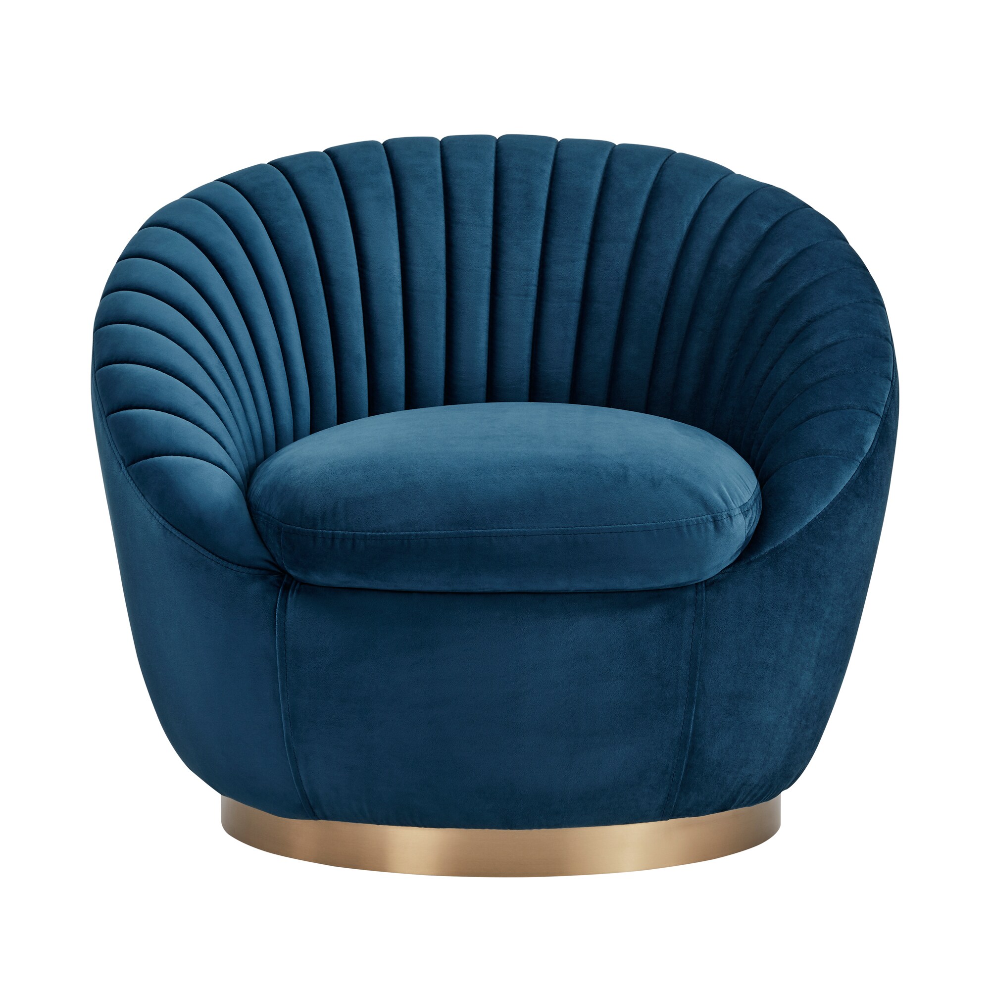Armen Living LCMTCHNAVY Modern Gold Velvet Swivel Accent Chair