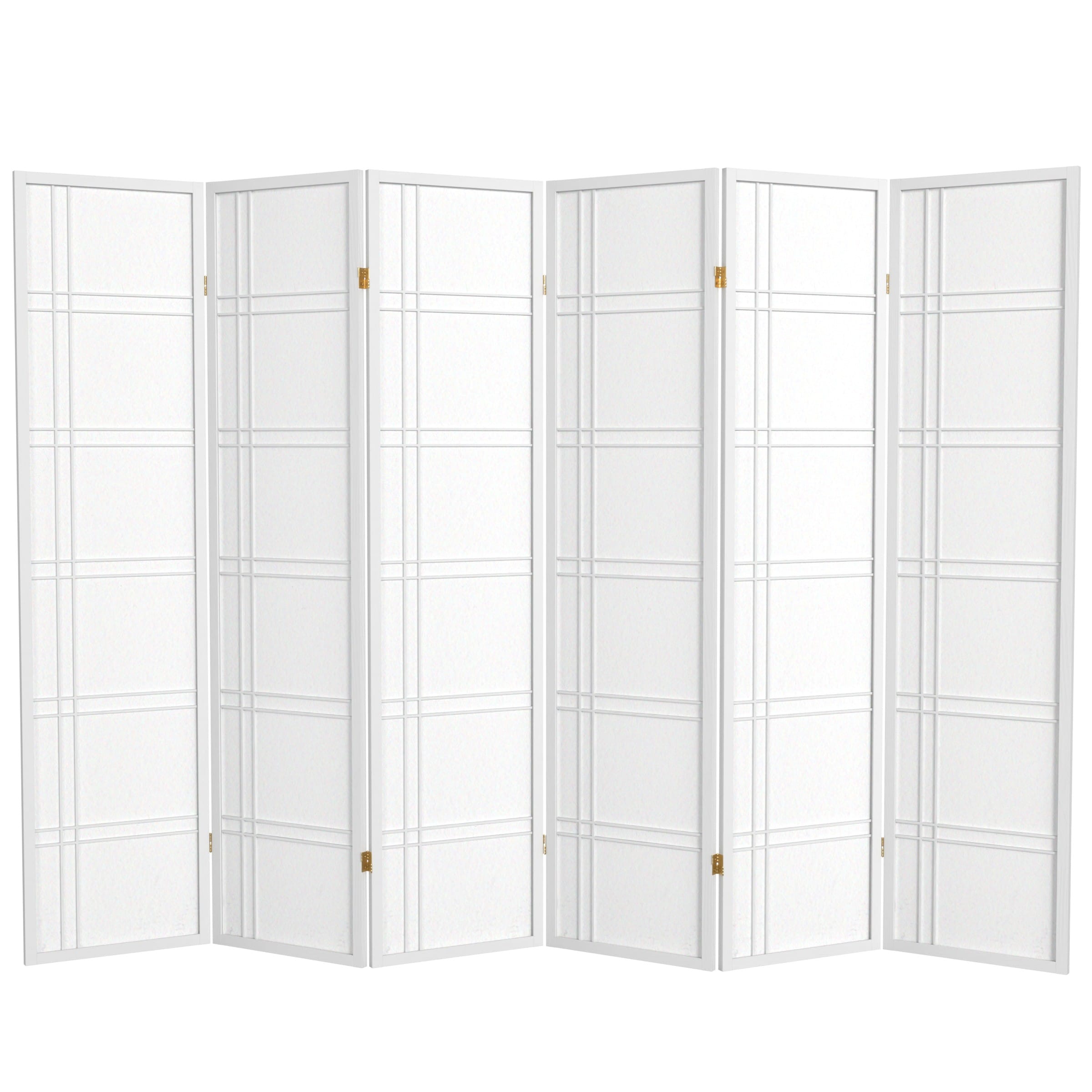 Red Lantern SSCDBLX-6P-WHT 6 -Panel White Wood Folding Shoji Style Room Divider