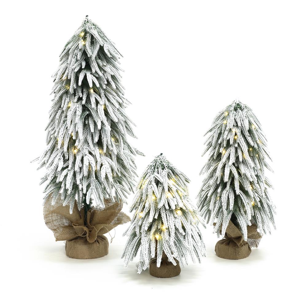 4-ft Pre-lit Flocked Assorted Artificial Christmas Tree with Multicolor LED Lights