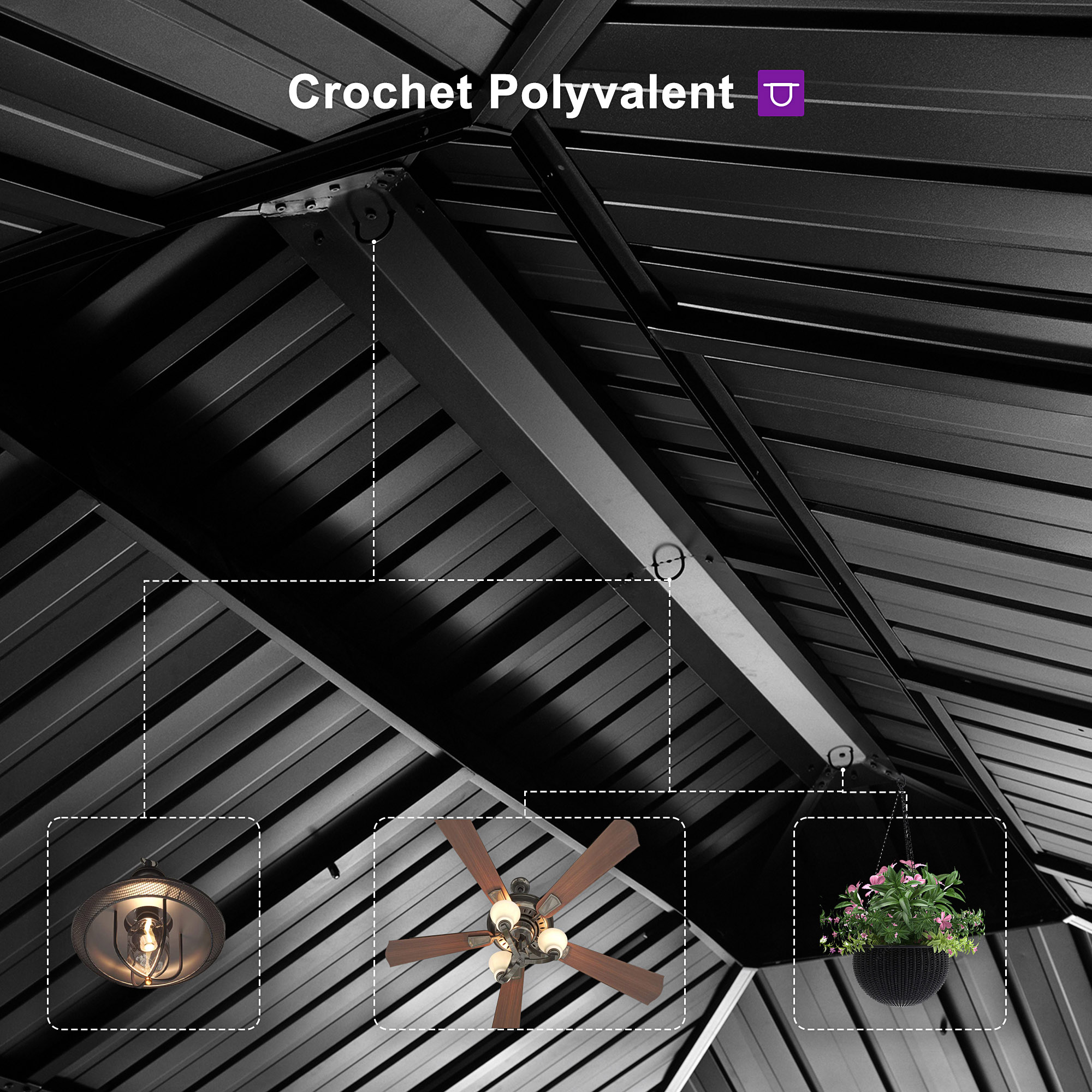 PURPLE LEAF LS04GHTG1224 Wood-Resin-Gazebos - View #5