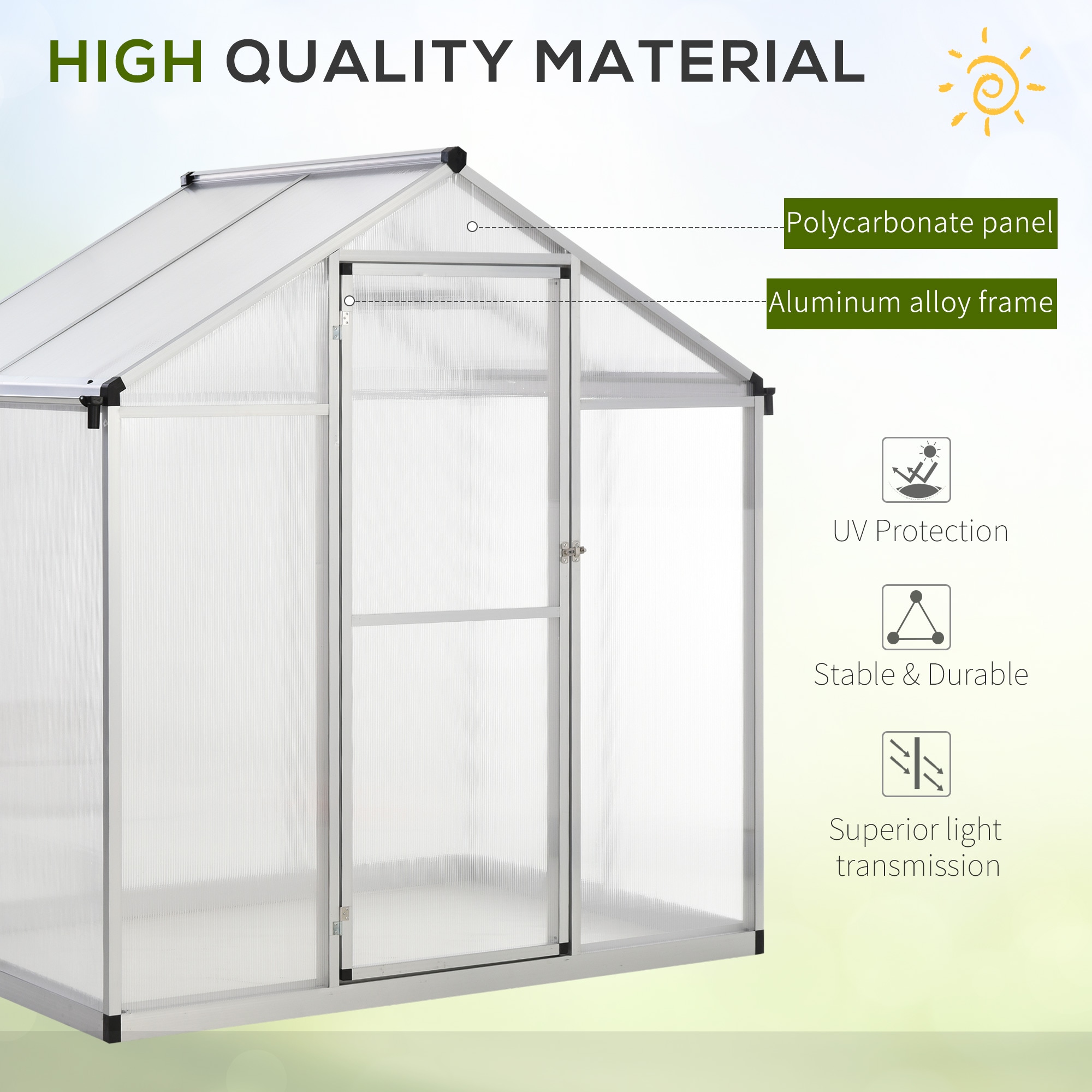 Outsunny 4-ft L x 6.25-ft W x 6.4-ft H Silver Greenhouse in the ...