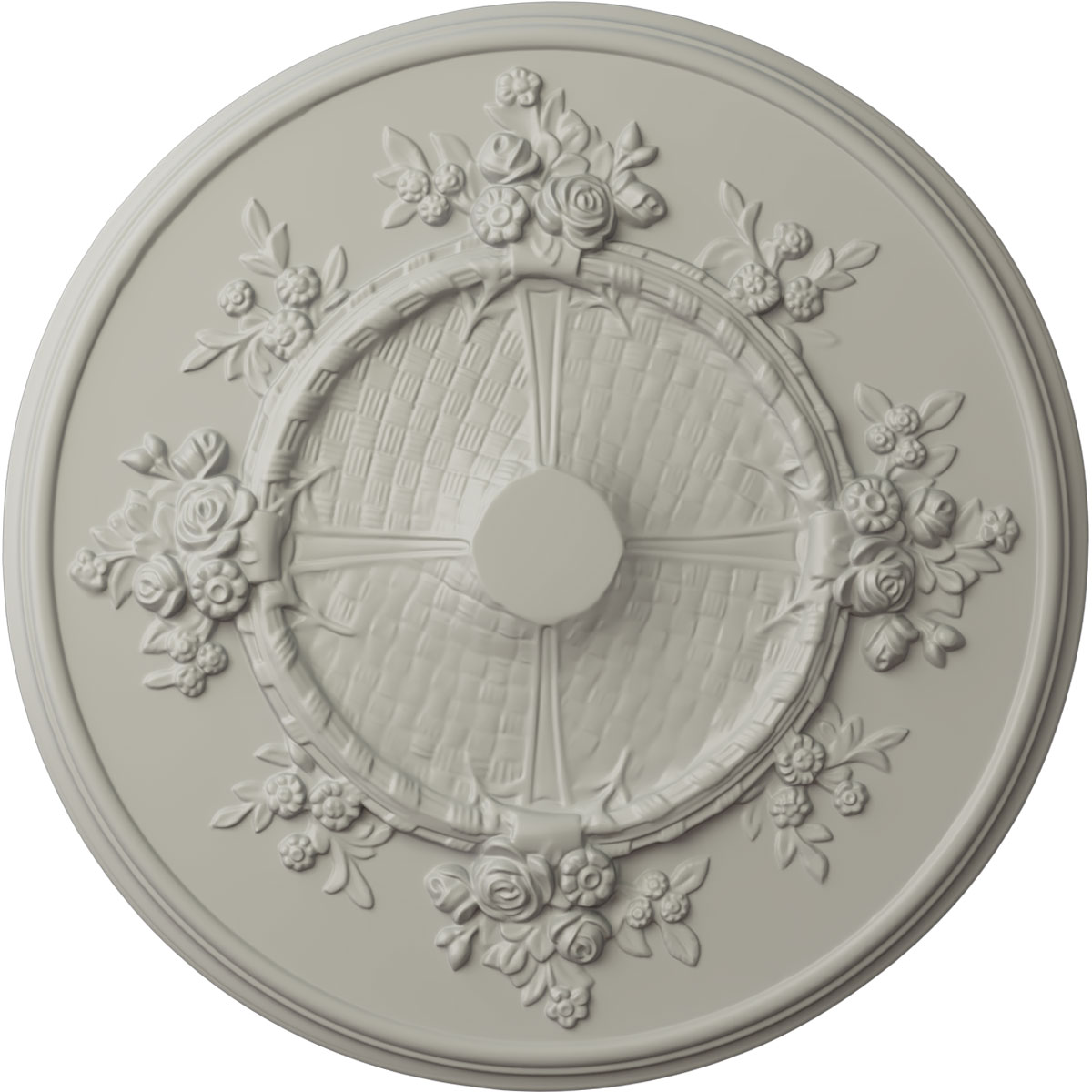 Ekena Millwork CM27FLPCF Flower 27-in W x 27-in L Painted Pot Of Cream Polyurethane Whole Ceiling Medallion