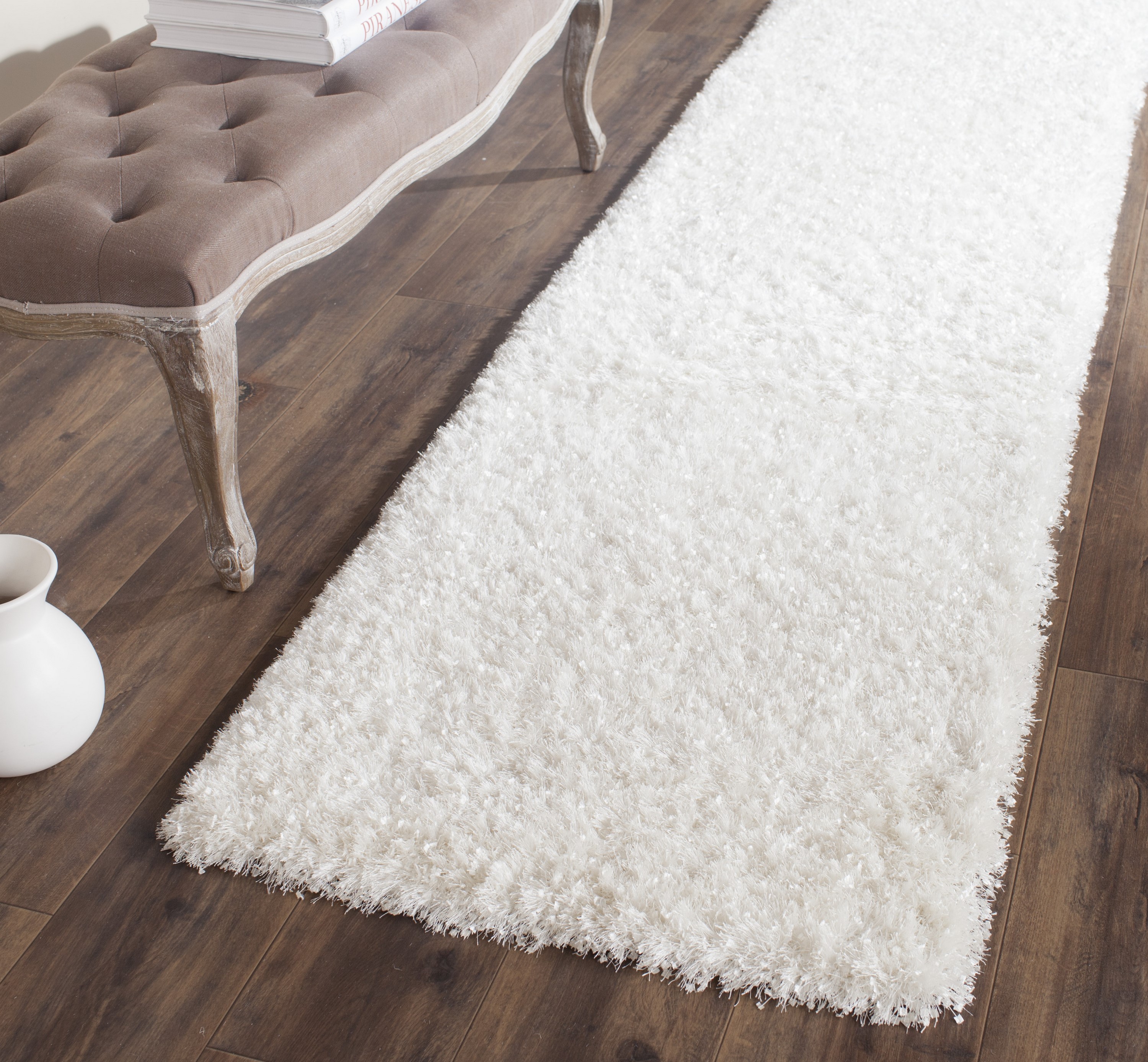 Safavieh MLS431W-29 Malibu Shag 2 x 9 (ft) Tufted Polyester White Rectangular Indoor Solid Runner rug