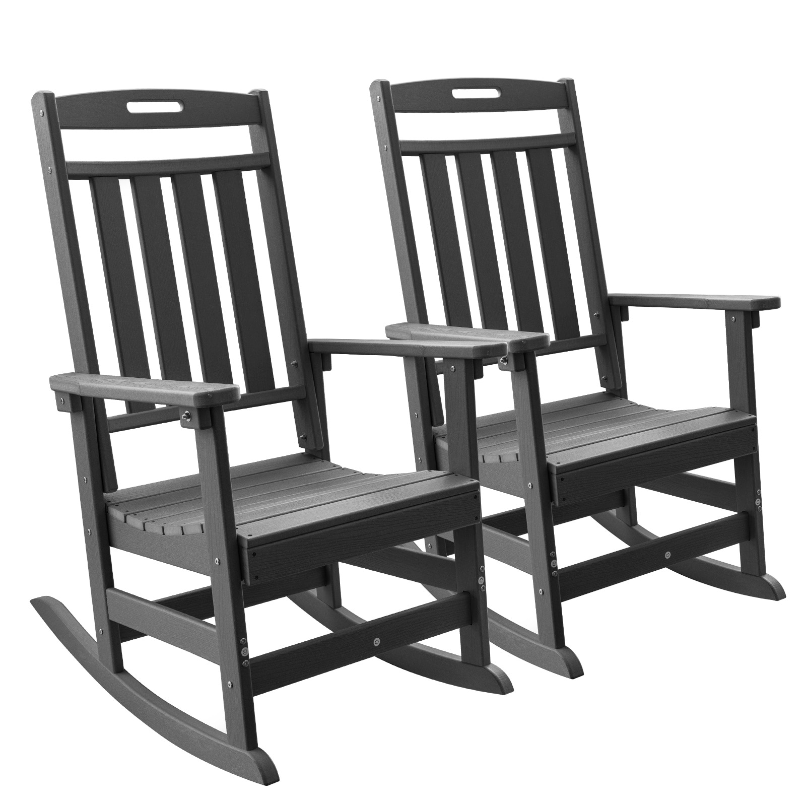 Upland YYRC-GY2 HDPE All Weather Outdoor Rocking Chair Porch Deck Rocker Gray 2 Pack