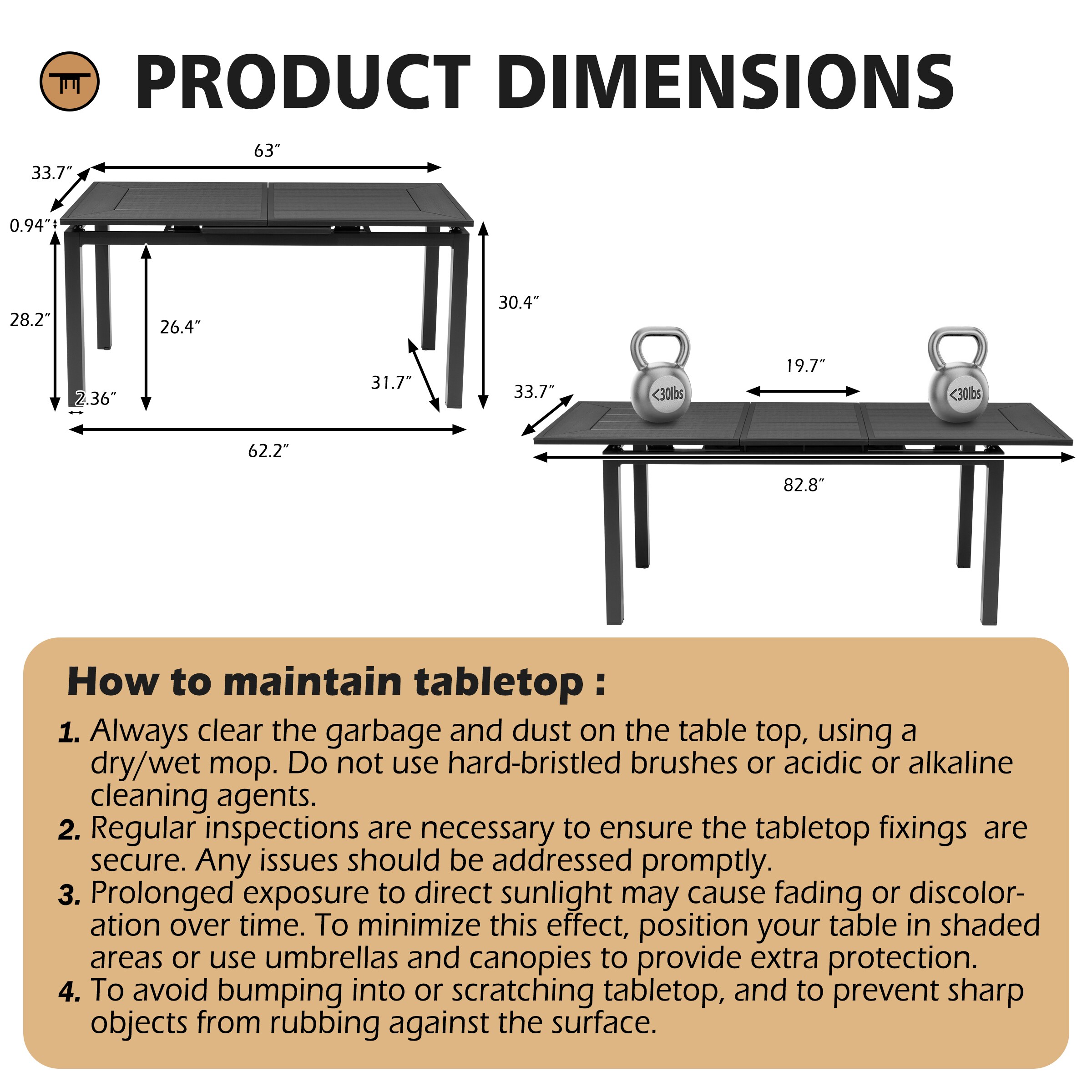 Crestlive Products CL-TB067BLK210 Patio-Tables - View #3