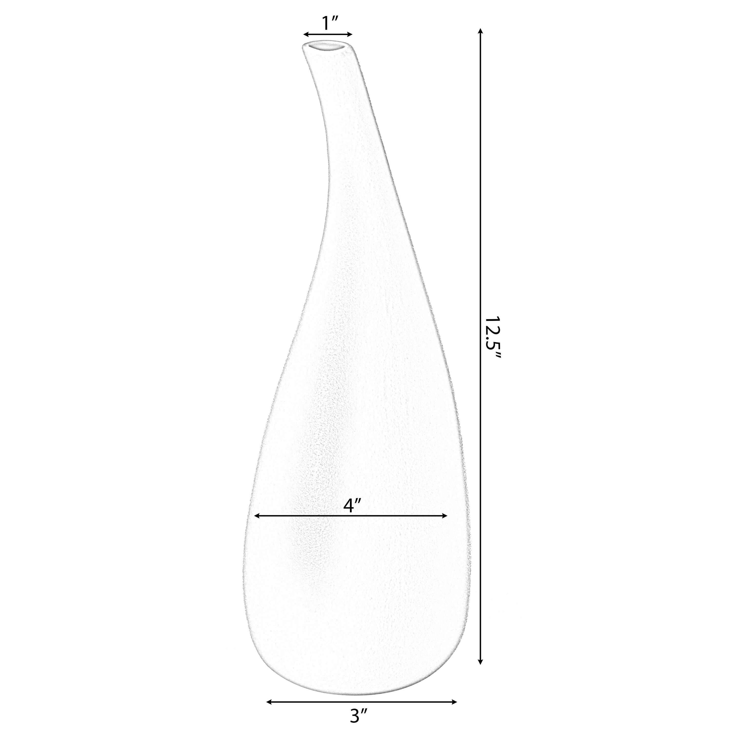 White Teardrop Shaped Ceramic Table Vase, 12.5 Inch