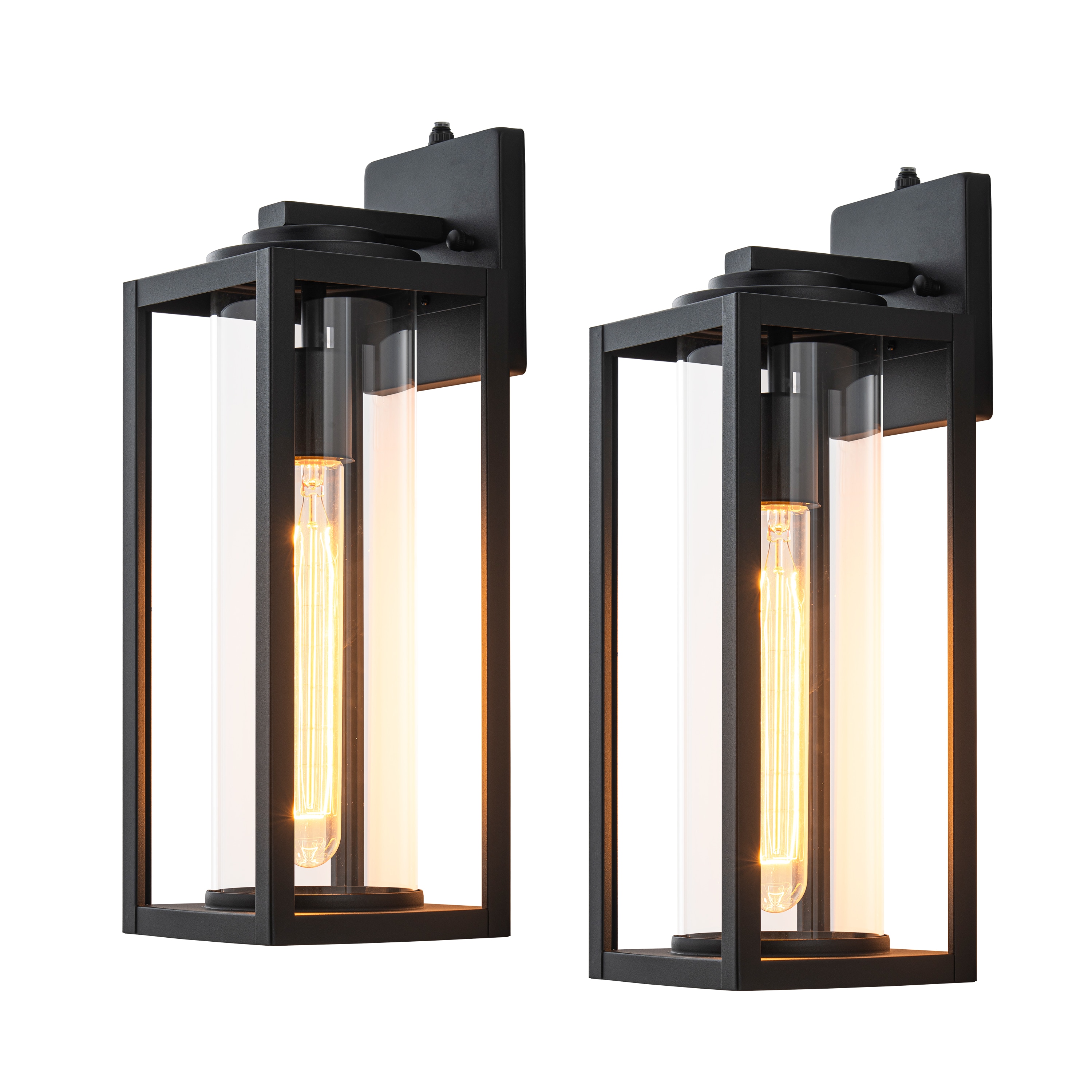 C Cattleya LCA2573-JUN-2W 2 -Pack 1 -Light 15.5-in H Matte Black Hardwired Dusk to Dawn