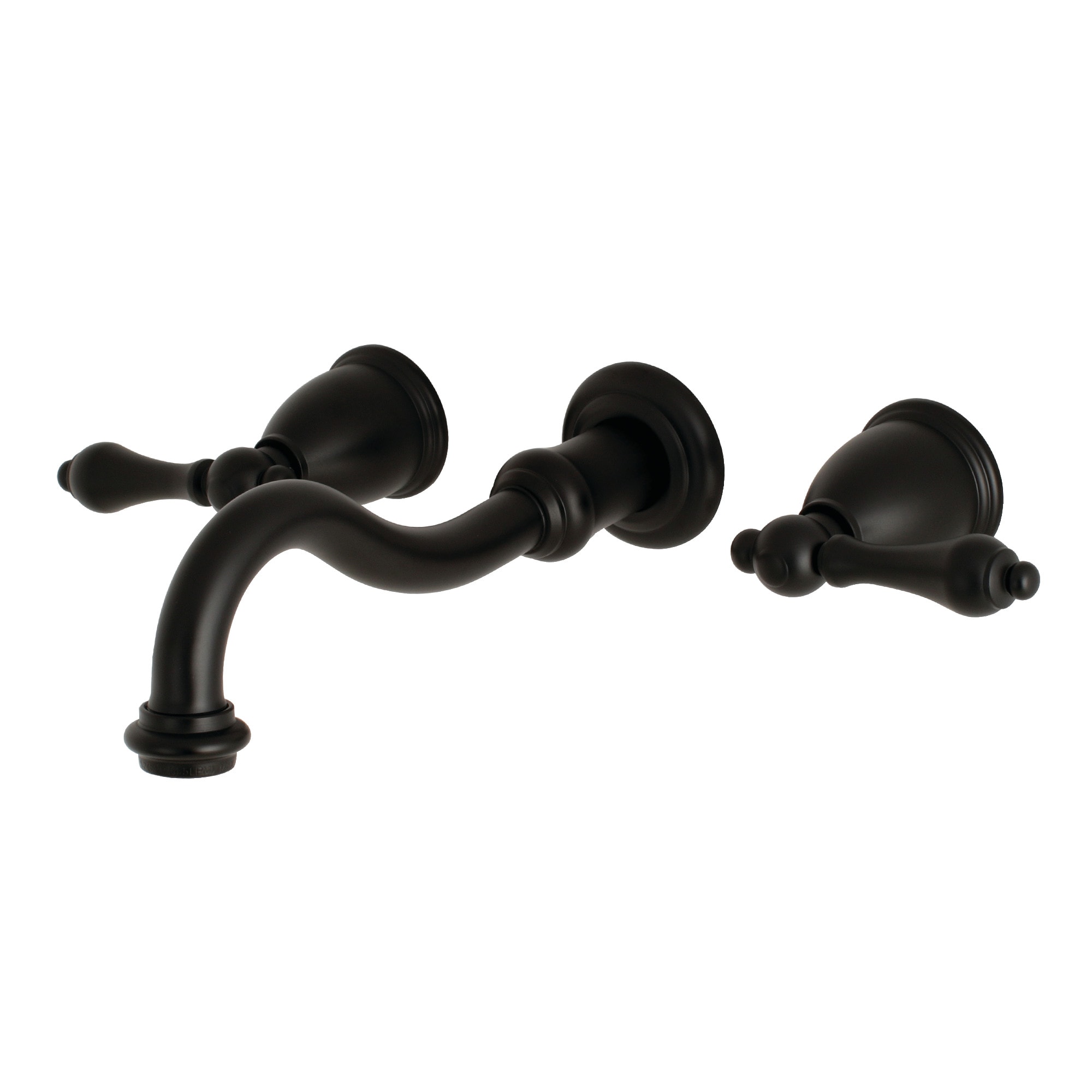 Kingston Brass WLKS3120AL Vintage Matte black Wall-mount 2-handle Low-arc Residential Handle Bathroom Sink Faucet