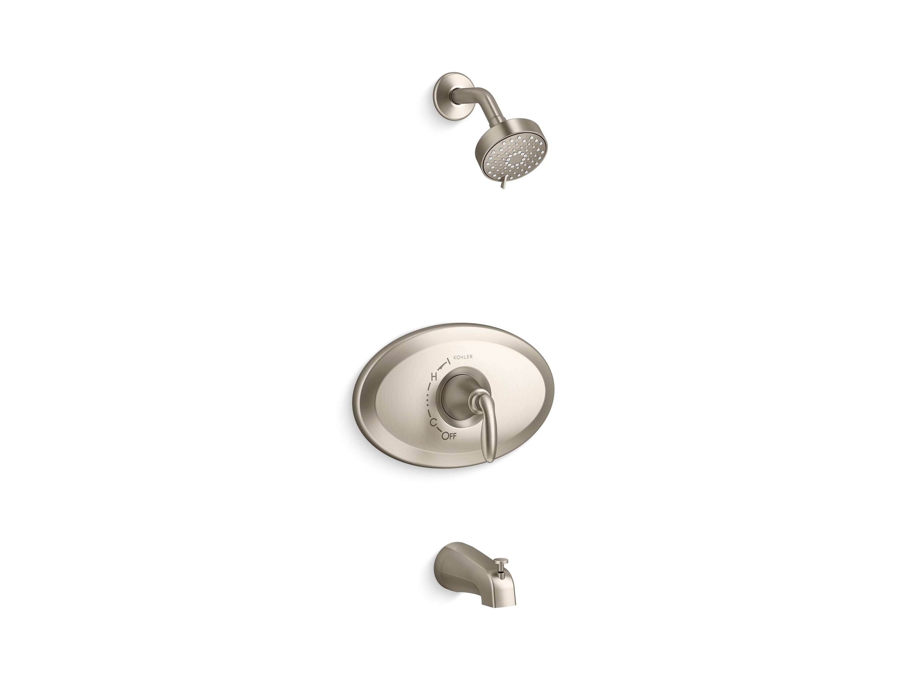 Rite-Temp Vibrant Brushed Nickel 1-handle Multi-function 5.5-in Round Bathtub and shower Faucet ( Valve not Included )
