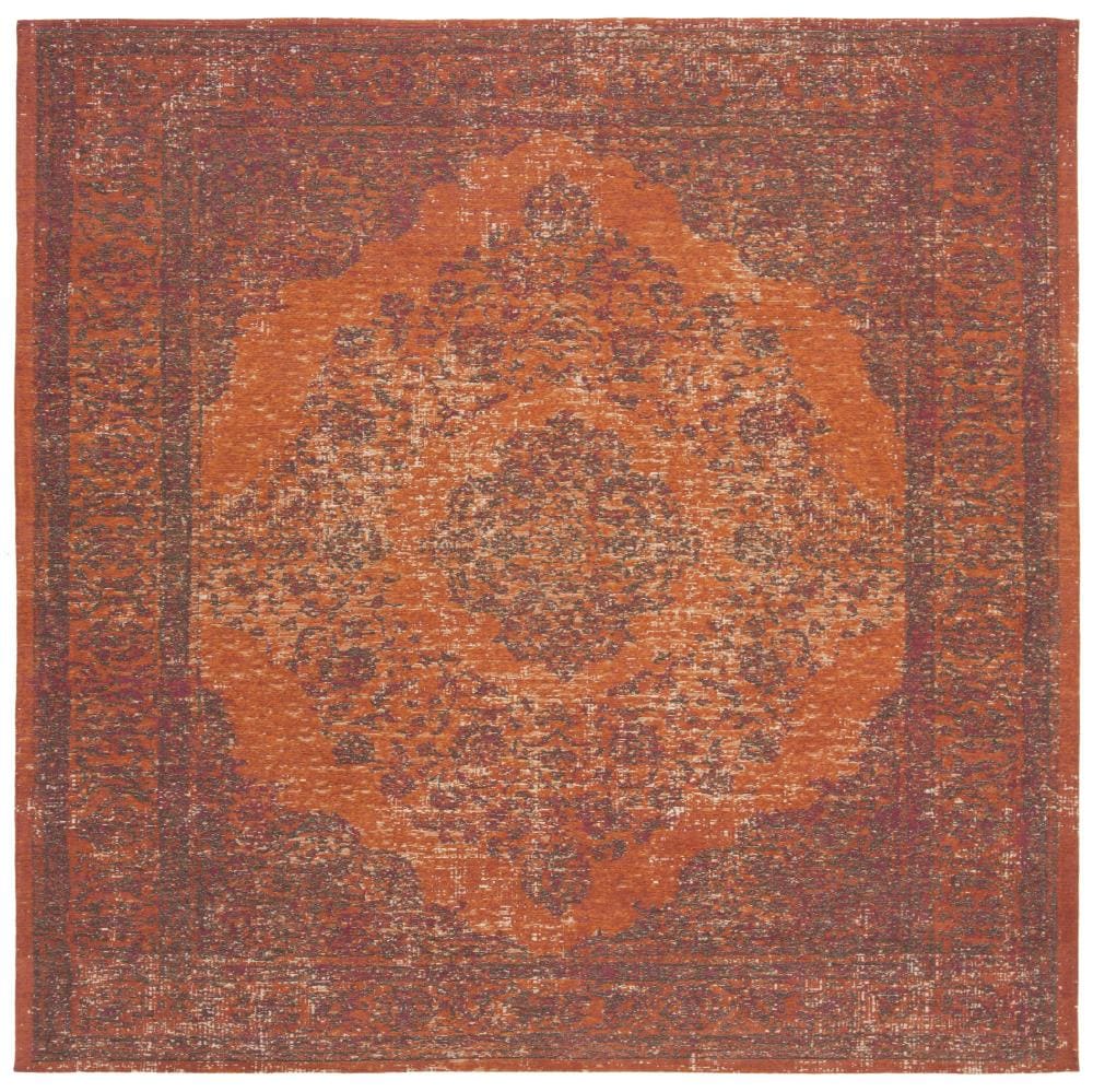 Safavieh CLV121B-6SQ Classic Vintage Bornez 6 x 6 (ft) Loomed Cotton Orange/Red Square Indoor Distressed/Overdyed Vintage Area rug