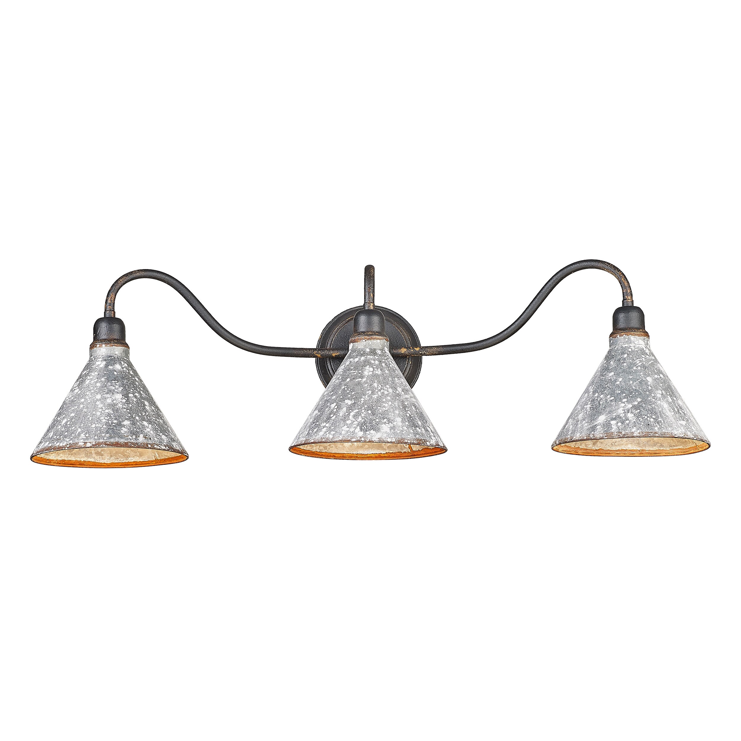 Golden Lighting 0877-BA3 ABI-GV Jasper 10-in 3 -Light Antique Black Farmhouse Vanity light