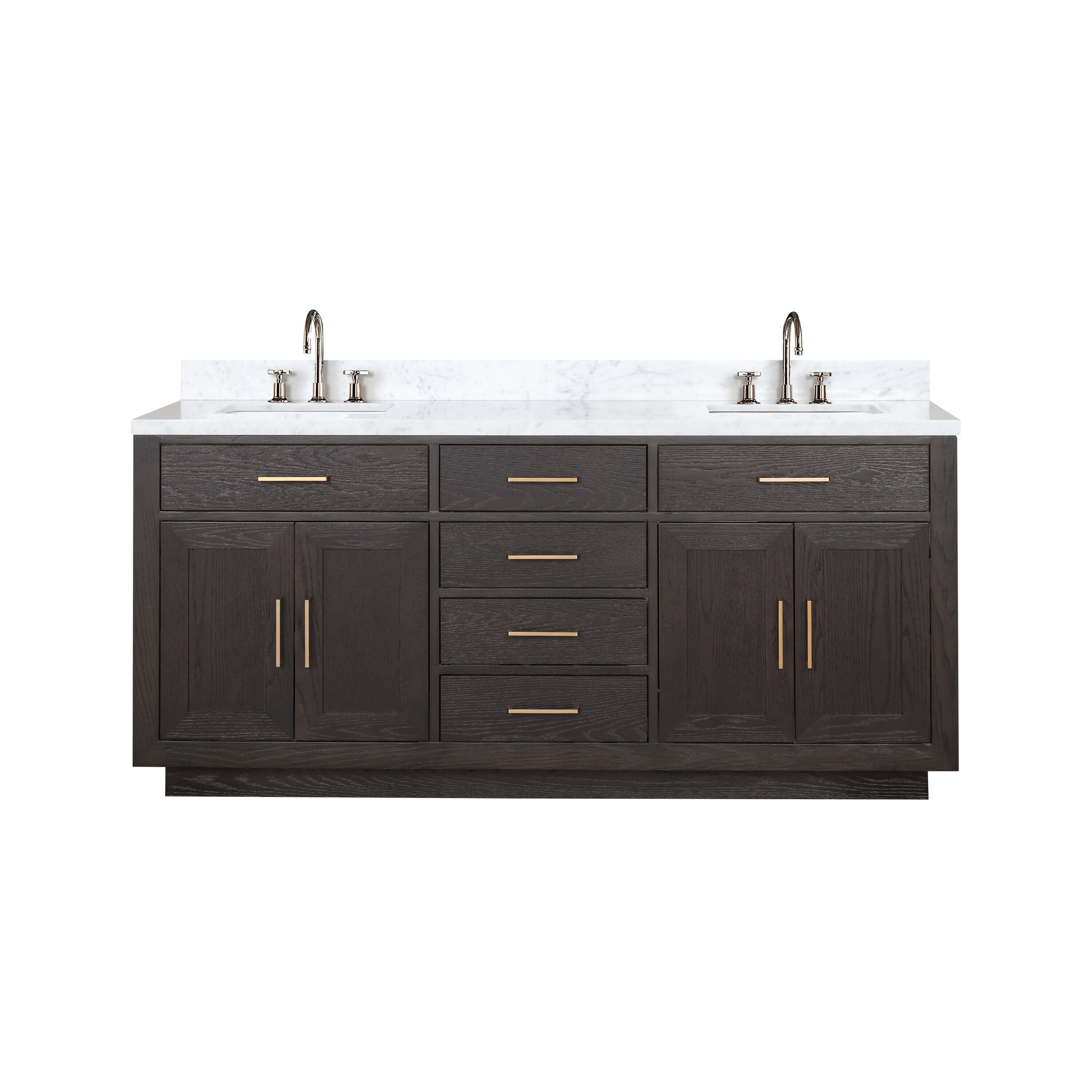 Lexora LVGI72DK101 Gilroy 72-in Brown Oak Undermount Double sink Bathroom Vanity with White Carrara Marble Marble Top (Faucet Included)
