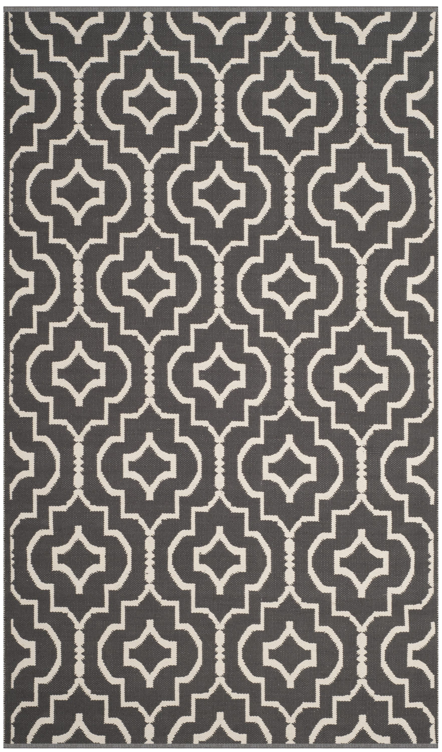 Safavieh MTK722E-5 Montauk Depoe 5 x 8 (ft) Cotton Dark Gray/Ivory Rectangular Indoor Coastal Area rug