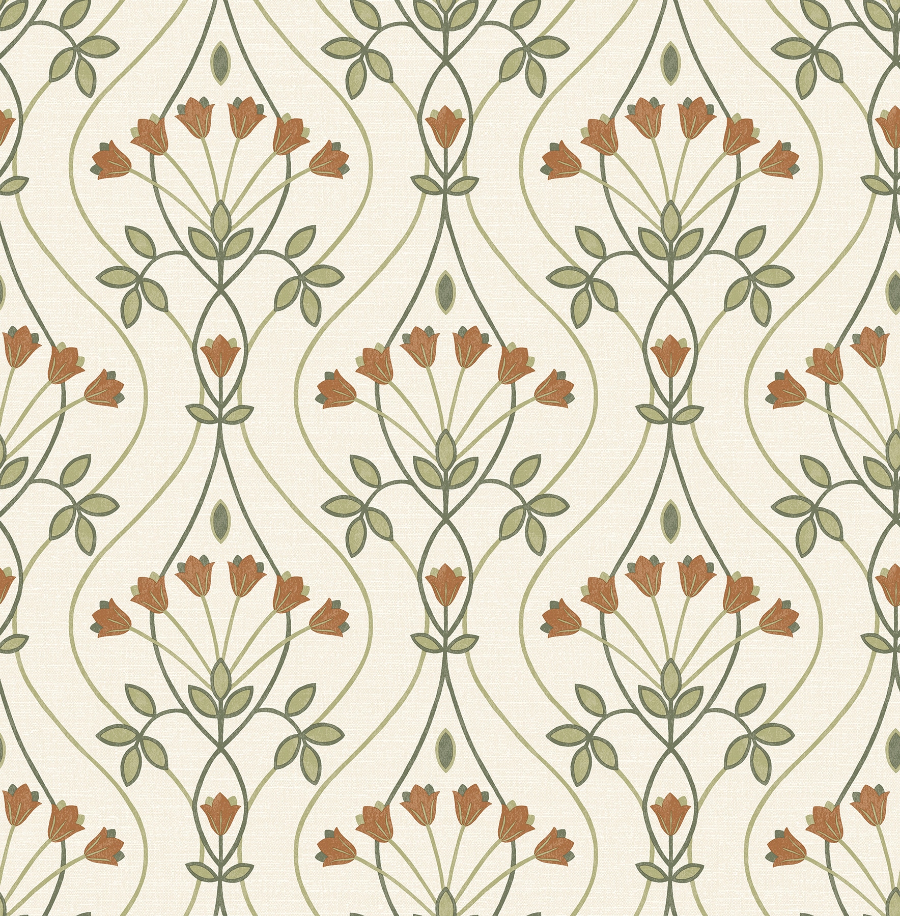 A-Street Prints 2970-26146 Revival 56.4-Sq. Feet Green Non-woven Floral Unpasted Wallpaper
