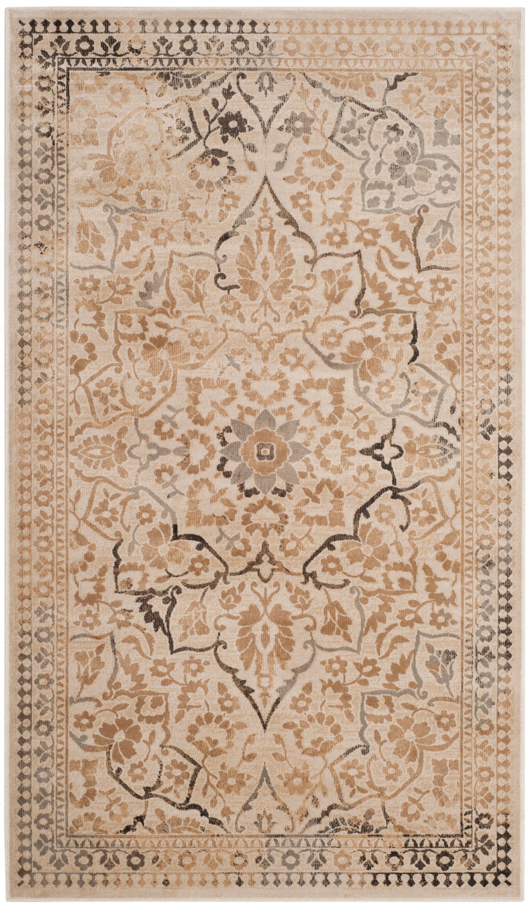 Hand-Knotted Vintage Elegance Creme Viscose 8' x 10' Area Rug