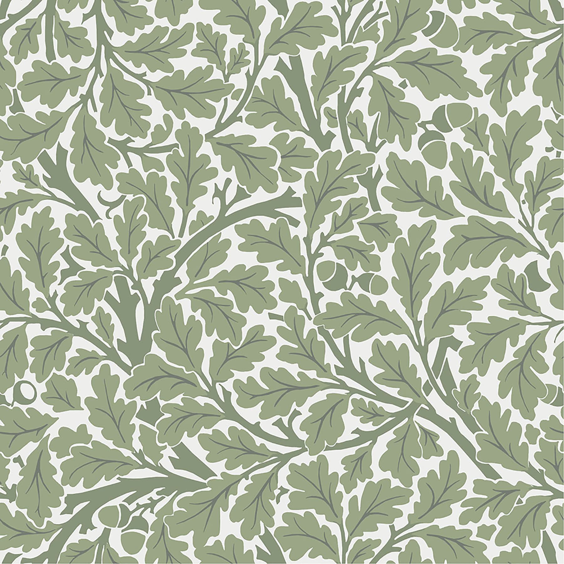 Green Oak Tree Leaf Non-Pasted Washable Wallpaper