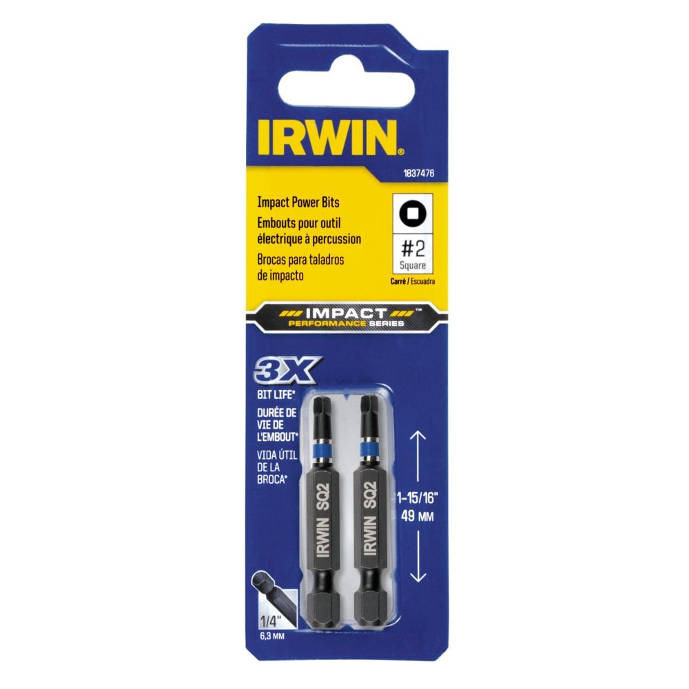 IRWIN 1837476 2-Piece 1/4-in x 1-15/16-in Square/Robertson Impact Driver Bit