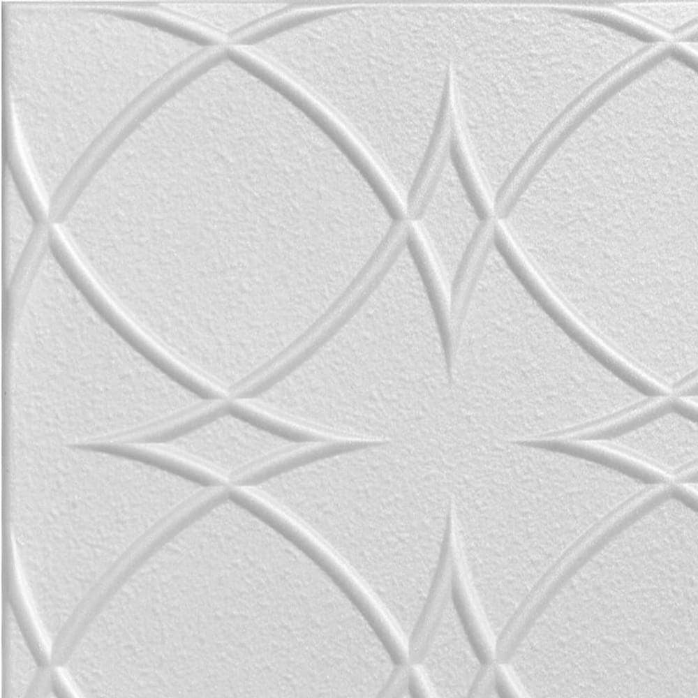A La Maison Ceilings 1.67-ft x 1.67-ft Circles and Stars Plain White Polystyrene Surface-mount Ceiling Tile (8-Pack, 21.6-sq ft / Case)