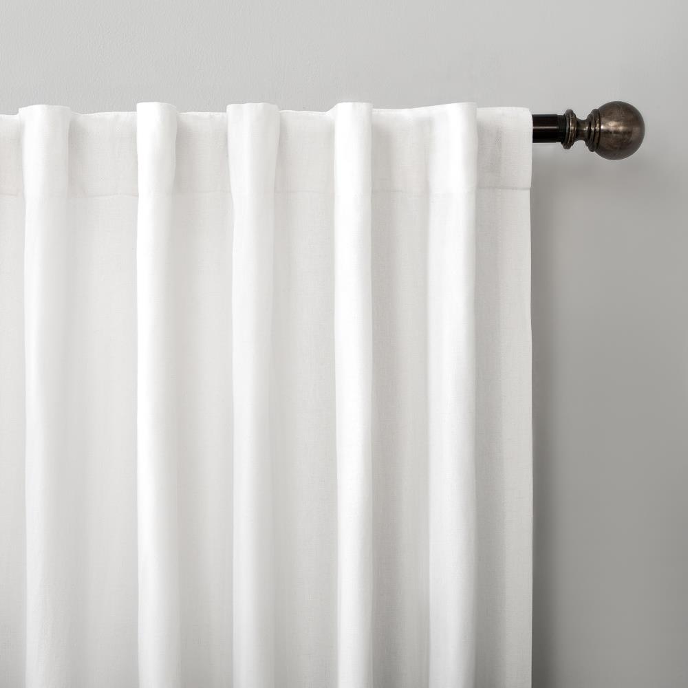 Scott Living 96-in White Linen Semi-sheer Back Tab Single Curtain Panel ...