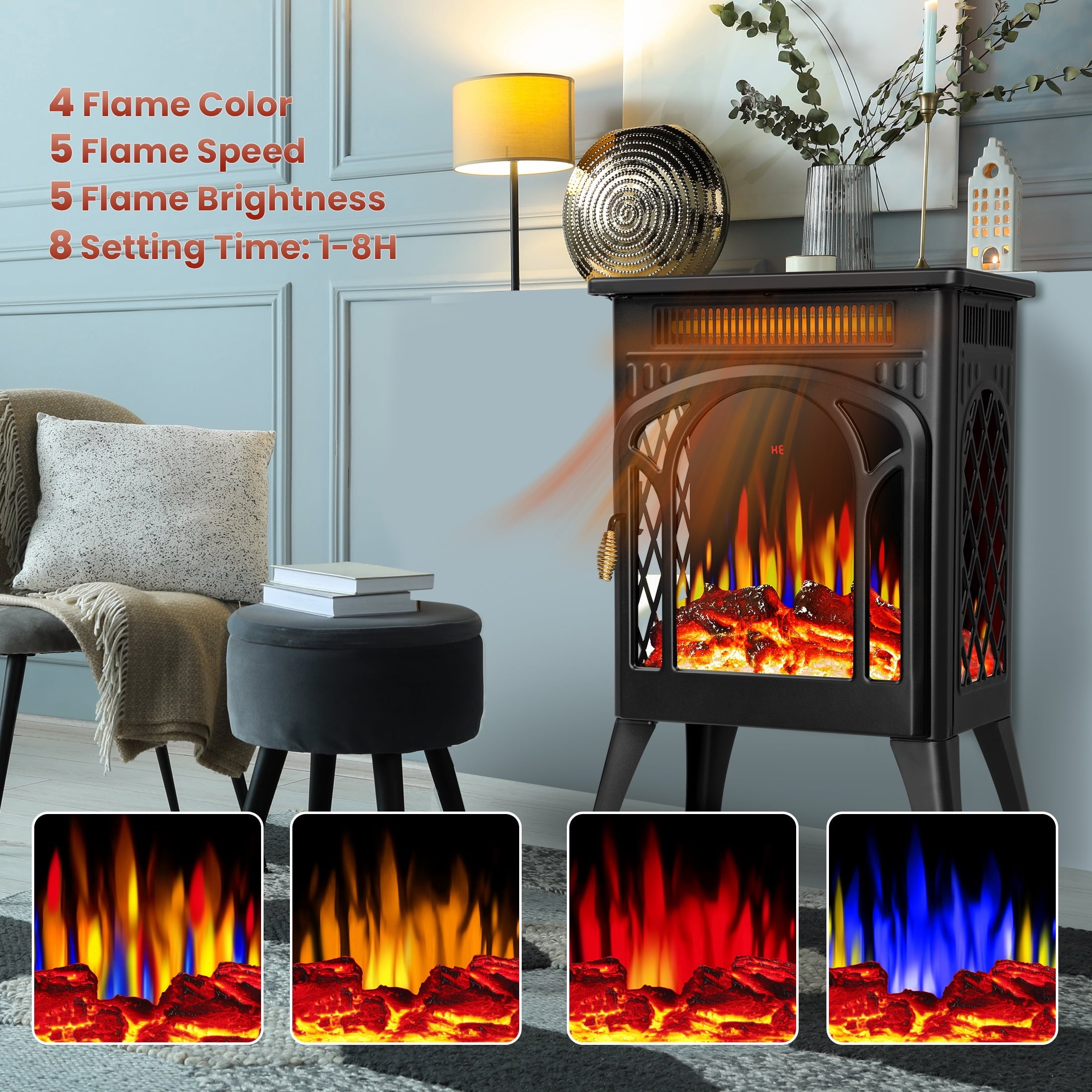 COWSAR S230CP-BLACK Electric-Fireplaces - View #3