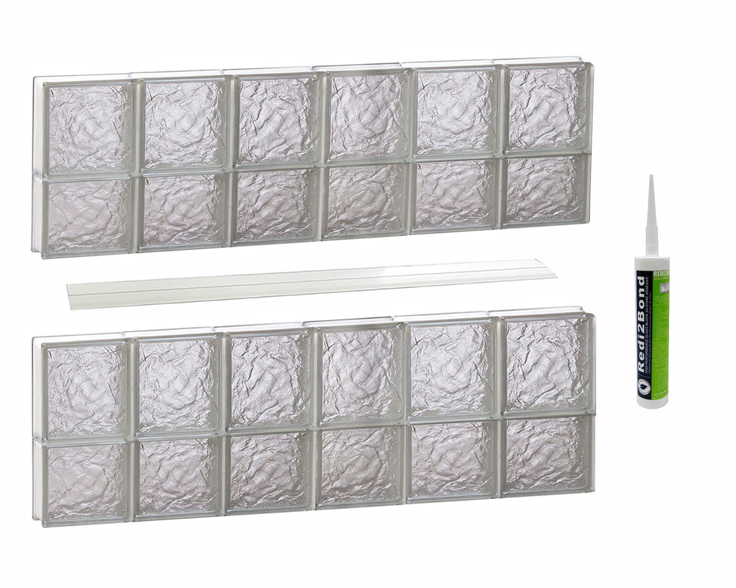 REDI2SET S4828IS Ice Glass 46-1/2-in x 27-in Frameless Replacement Glass Block Window